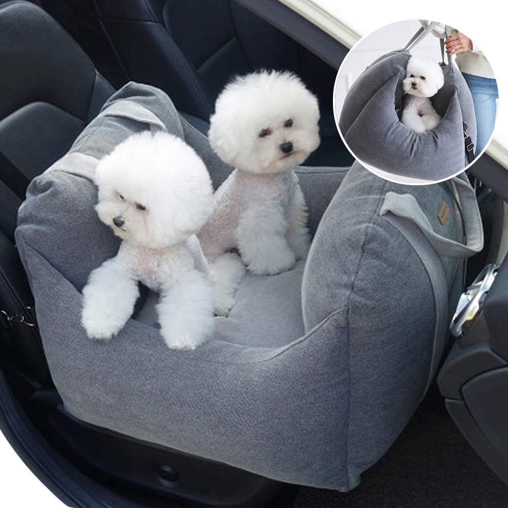 **Premium Dog Car Seat for Small & Medium Dogs - Travel Bed Carrier with Storage Pocket, Safety Leash & Non-Slip Bottom - Removable Washable Cover - Perfect for Road Trips & Daily Commutes**