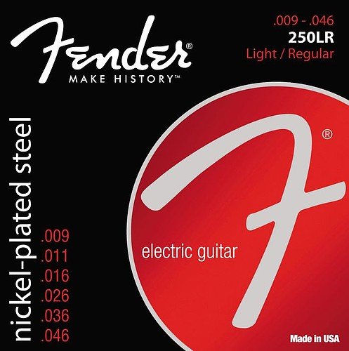 Fender 250LR 9-46 Nickel Plated Steel Electric Guitar Strings - 12 Sets Pack for Rock, Blues & Jazz Performances - Perfect for Stage & Studio Use