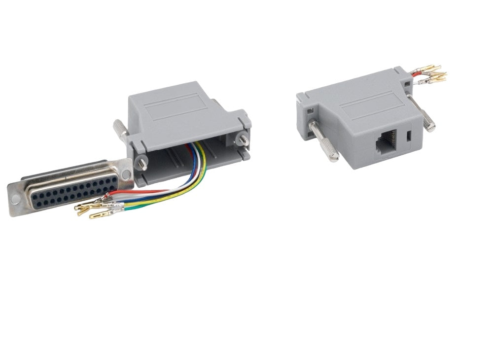 DB25 Female to RJ12 (6P6C) Female Modular Adapter - 10 Pack Gray - Perfect for Networking, Telecommunications, and Data Transfer Applications