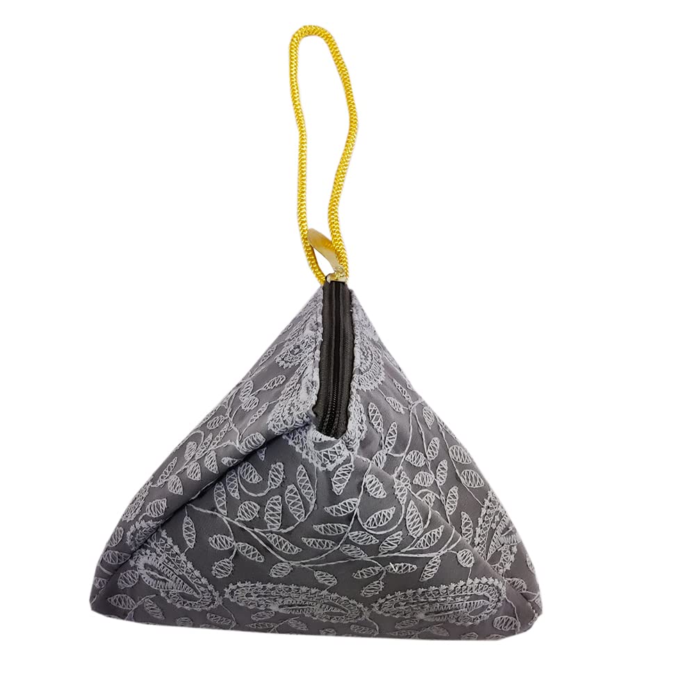 Avanti Creations Lucknowi Embroidered Potli Bags - Elegant Indian Clutch Purses for Women, Wedding Gift Bags, Samosa-Shaped Handmade Potli for Festivals & Special Occasions