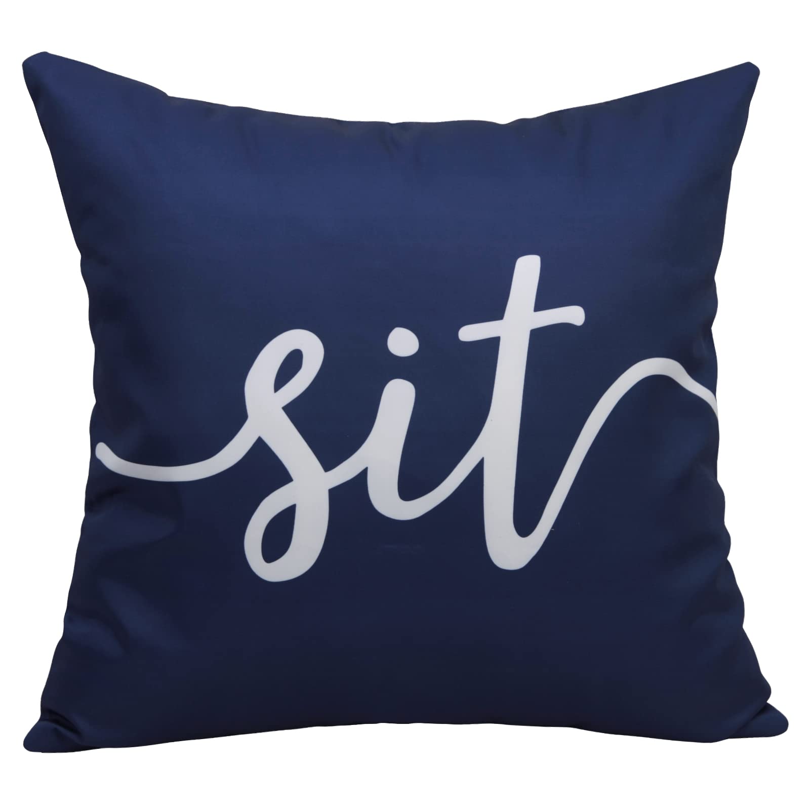 Pyonic Set of 2 Waterproof Outdoor Throw Pillow Covers - 18x18 Inch Square Decorative Cushion Covers for Patio, Garden, Living Room & Couch (Navy Blue) | Weather-Resistant & Stylish Home Decor