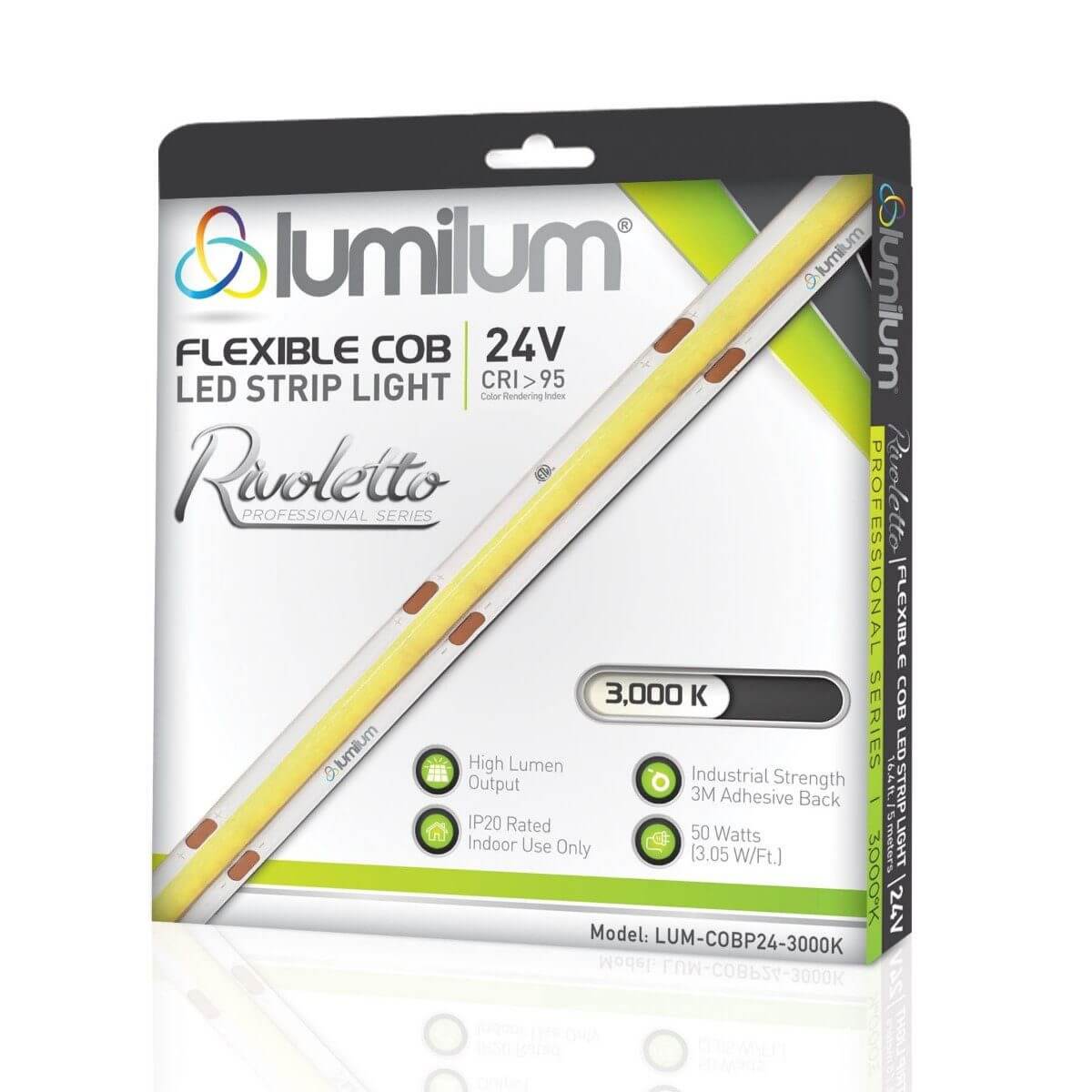 24V COB LED Strip Light 16.4ft/5m - Ultra Bright, Dotless Design, Adjustable White Tones (3000K-6000K) - Perfect for Home Decoration, Under Cabinet Lighting, and Commercial Display