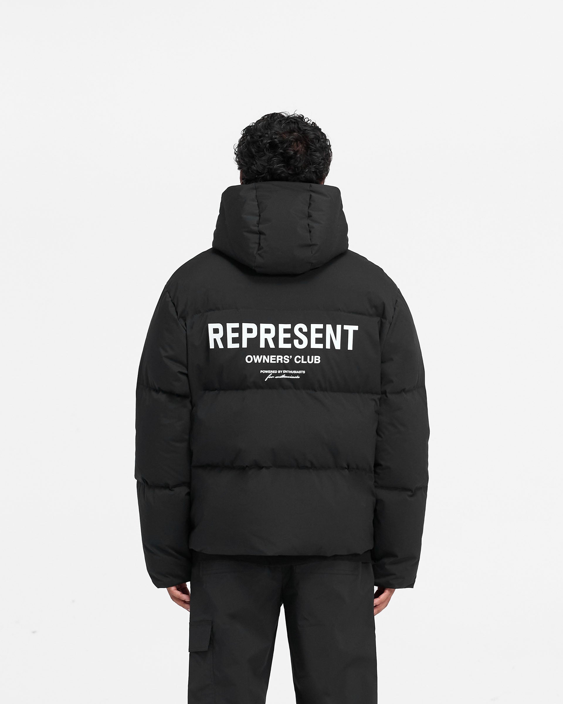 Represent Owners Club Hooded Puffer Jacket - Black | Winter Warm Fashion Coat for Men & Women | Perfect for Streetwear, Urban Outfits & Cold Weather