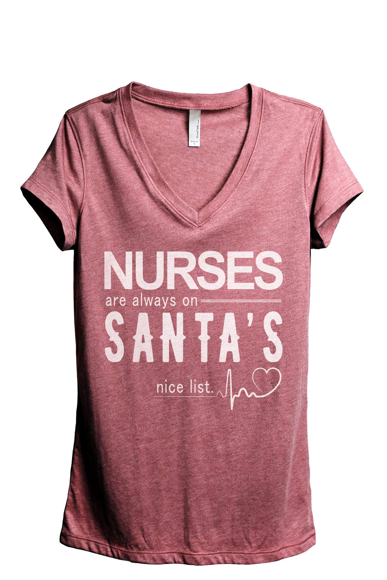 Nurses Are Always On Santa's Nice List Women's Relaxed V-Neck T-Shirt - Comfortable Casual Tee for Nursing Professionals & Healthcare Workers