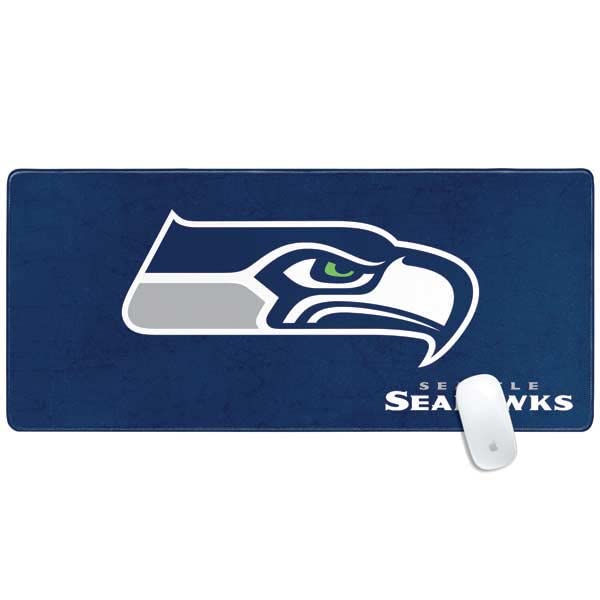 Skinit Extra Large Gaming Mouse Pad - Officially Licensed NFL Seattle Seahawks Distressed Design with Stitched Edges, Waterproof, Non-Slip Rubber Base - Perfect Desk Mat for PC, Laptop, Keyboard & Mouse - Ideal for Gaming, Office Work & Home Use