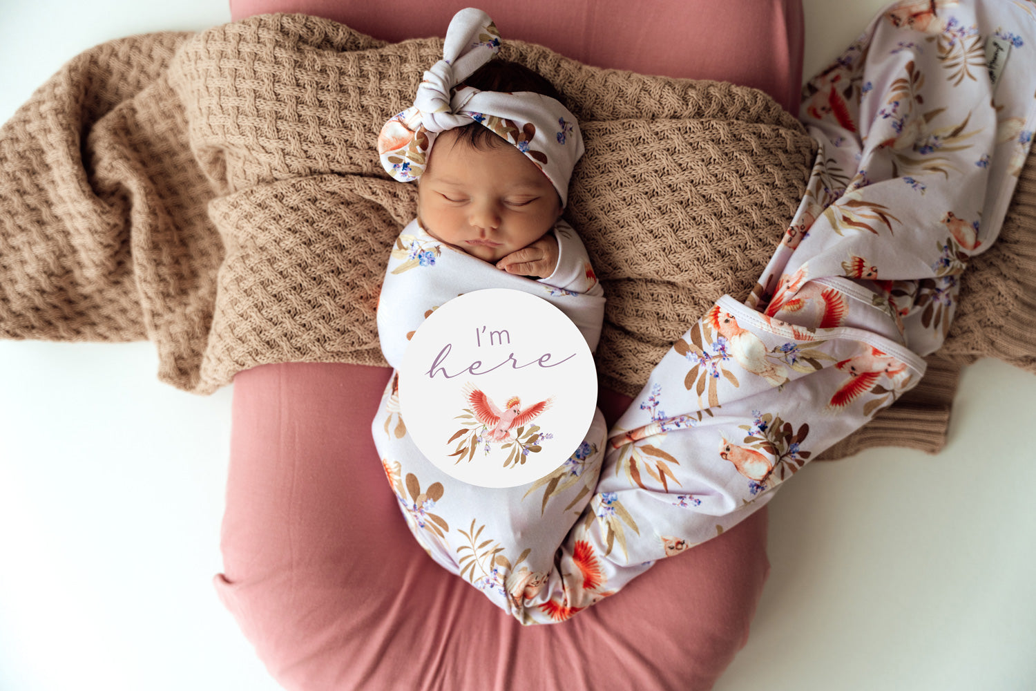 Snuggle Hunny Reversible Milestone Baby Cards - Major Mitchell & Blush | Perfect for Newborn Photo Shoots, Baby Showers & First Year Memories