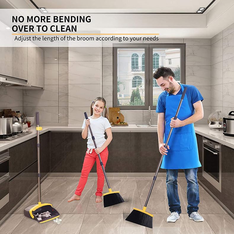 Upgraded Broom and Dustpan Set with 51