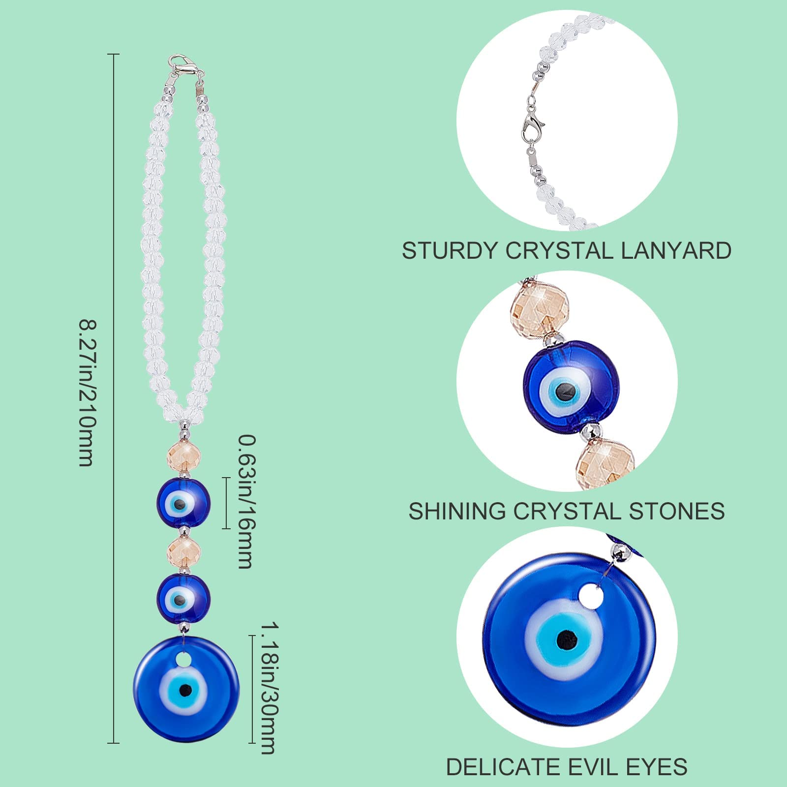 WEBEEDY Turkish Blue Evil Eye Car Hanging Ornament - Handmade Evil Eye Beads Charm for Rear View Mirror Protection, Car & Home Decor (Perfect for Cars, Balconies, Windows & Gift Giving)