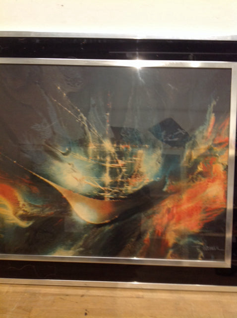 27 X 33 Signed Nierman Glass Abstract Art - Modern Wall Decor for Living Room, Office & Bedroom