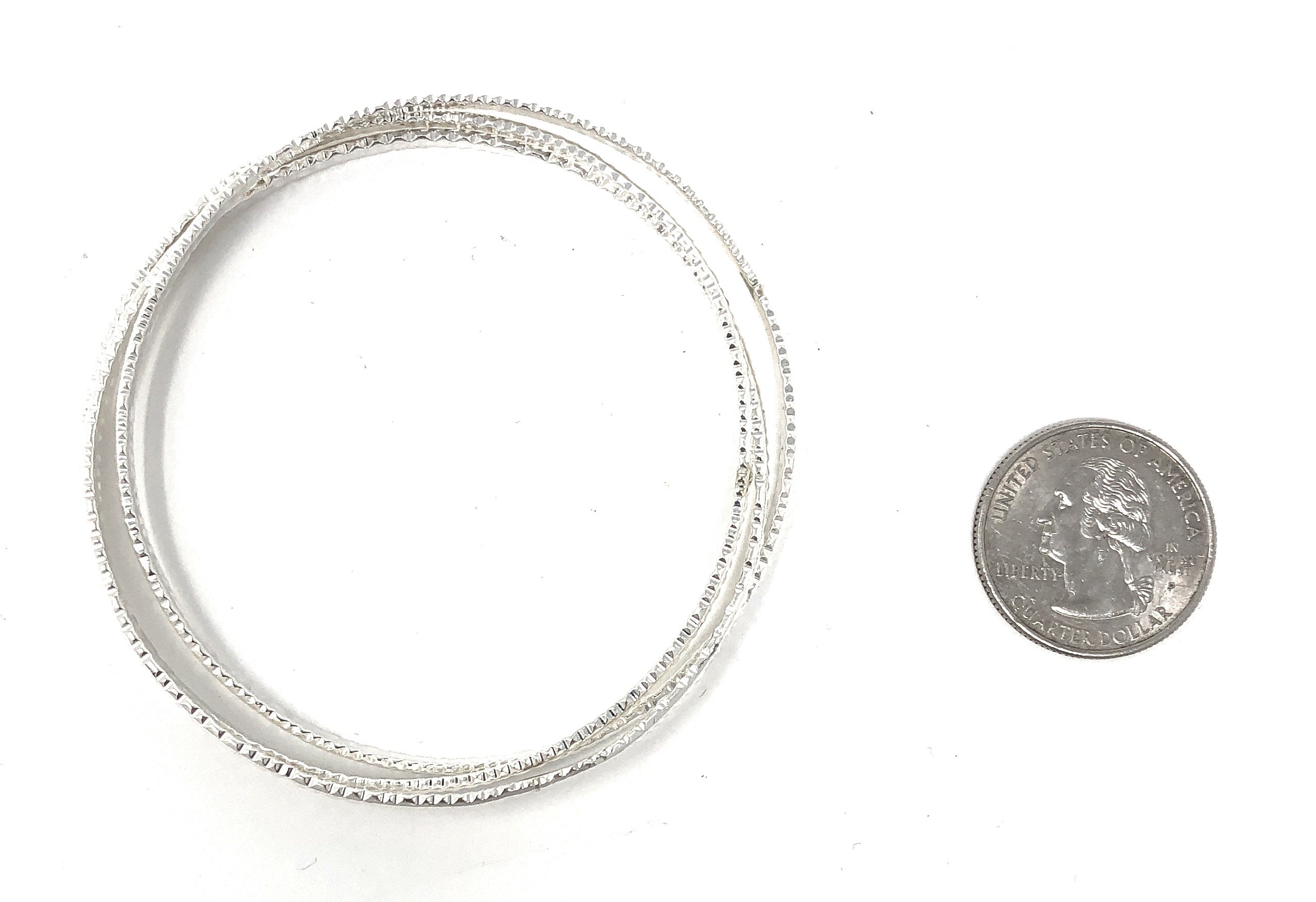 Sterling Silver Intertwining Triple Ripple Bangle Bracelet for Women, 68mm (2.68