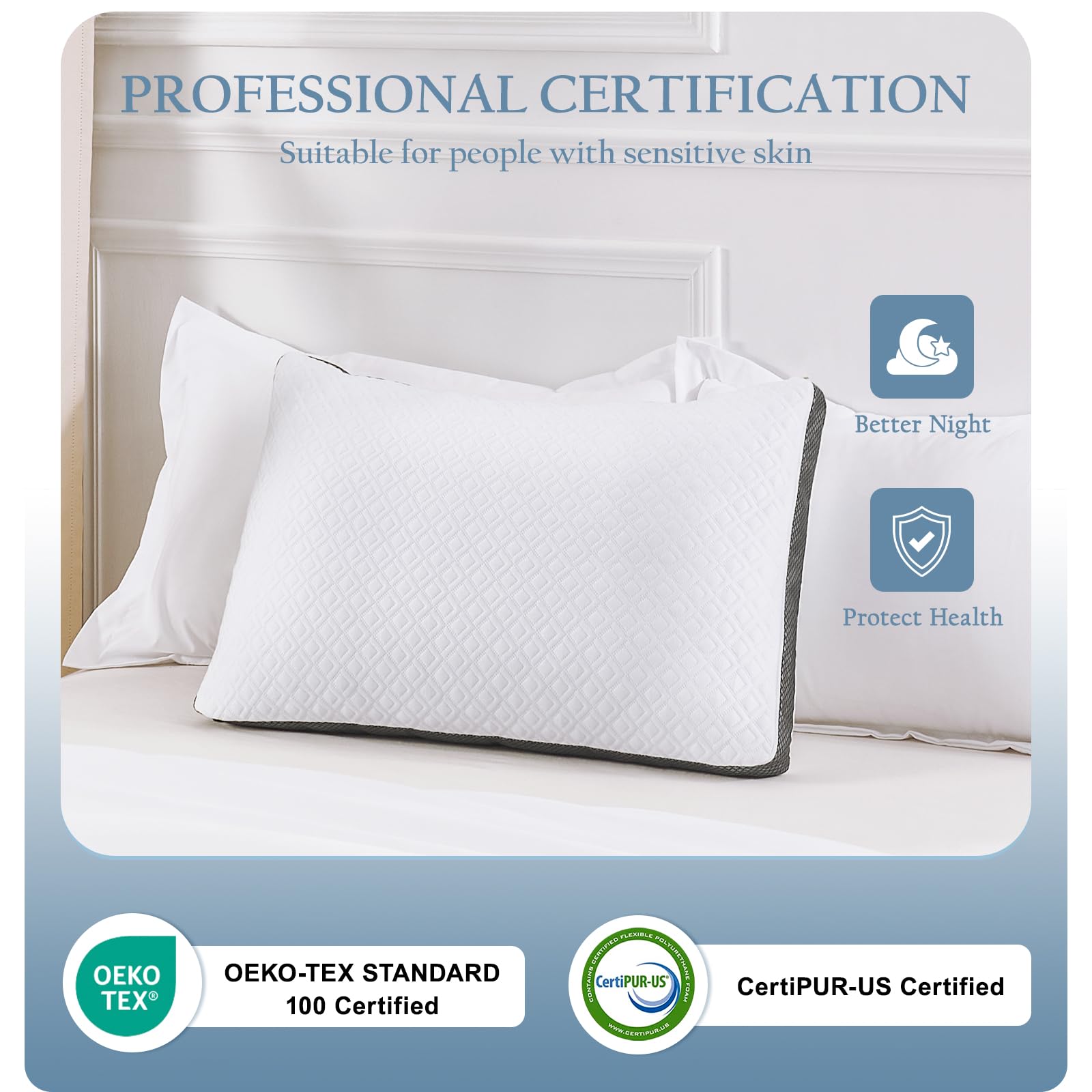 Queen Size Shredded Memory Foam Pillow - Adjustable Cooling Tencel Pillow for Side, Back & Stomach Sleepers (20x30 Inches) | Perfect for Hot Sleepers & Neck Pain Relief | Bedroom, Guest Room & Travel Use