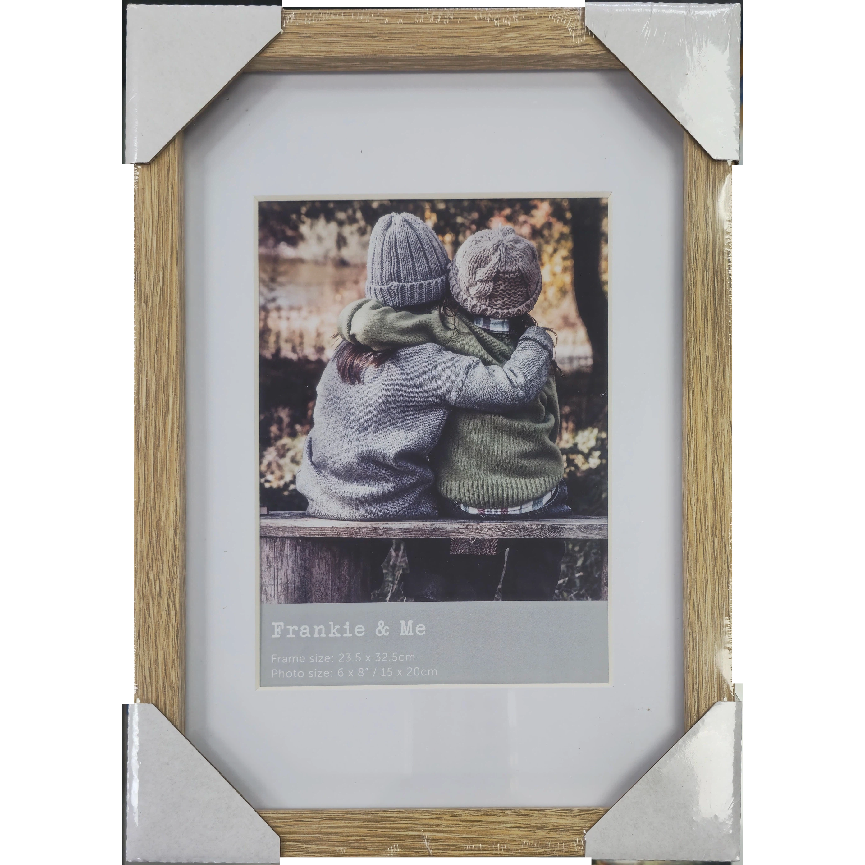 Frankie and Me Oak & White Border 6x8 Picture Frame - Rustic Wood Photo Frame for Wall or Tabletop Display - Perfect for Home Decor, Wedding Photos, and Office Art
