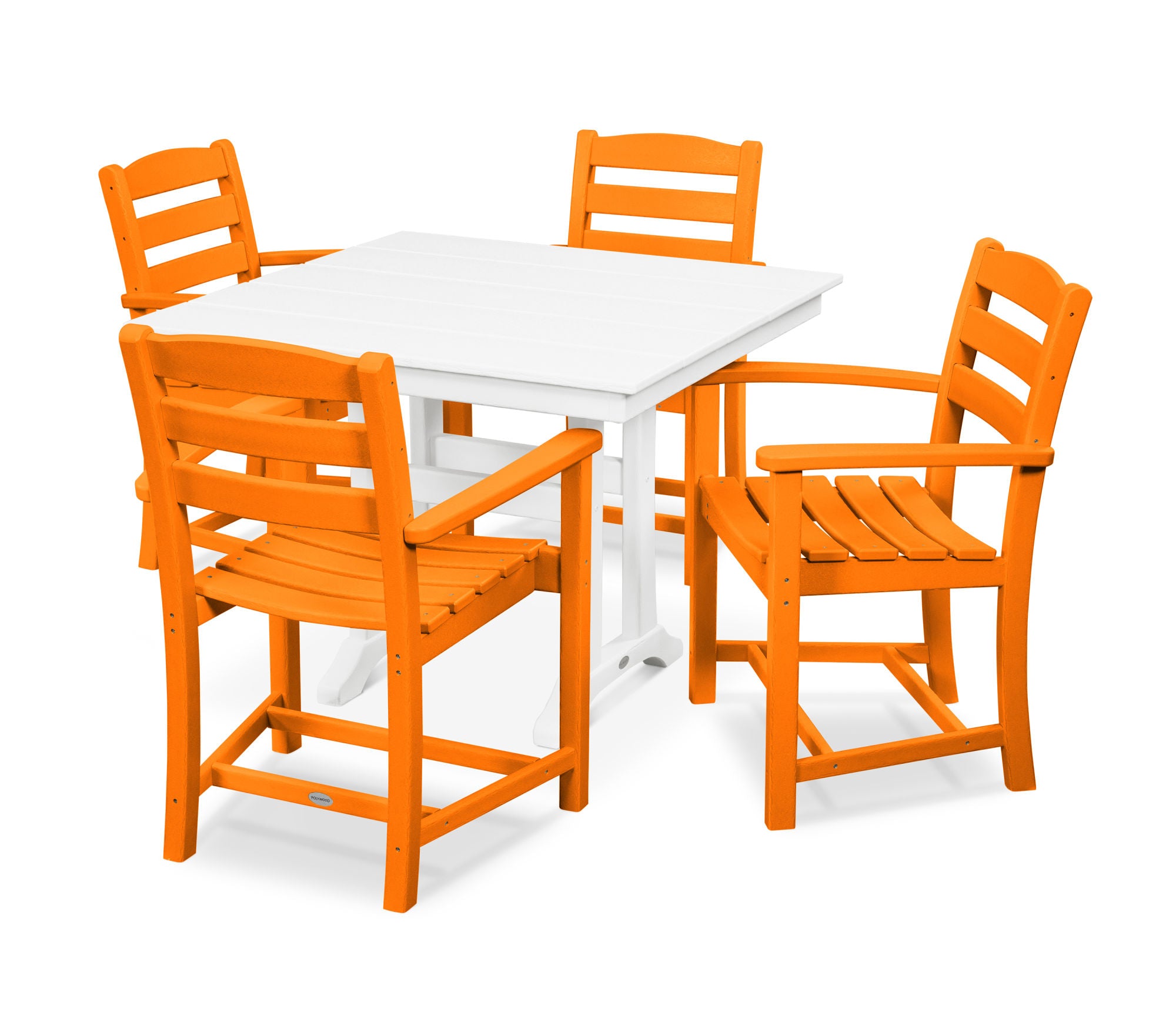 POLYWOOD La Casa Café 5-Piece Farmhouse Dining Set with Trestle Arm Chairs - Outdoor/Indoor Patio Furniture for Backyard, Garden & Kitchen Use