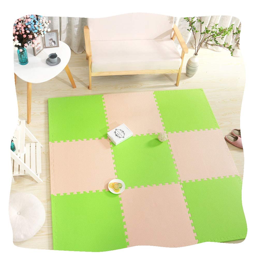 JIAJUAN Non-Slip Interlocking Foam Play Mat - 9-Piece Colorful Puzzle Tiles for Kids (50x50x2cm) - Safe Indoor/Outdoor Flooring for Playrooms, Nurseries & Daycares