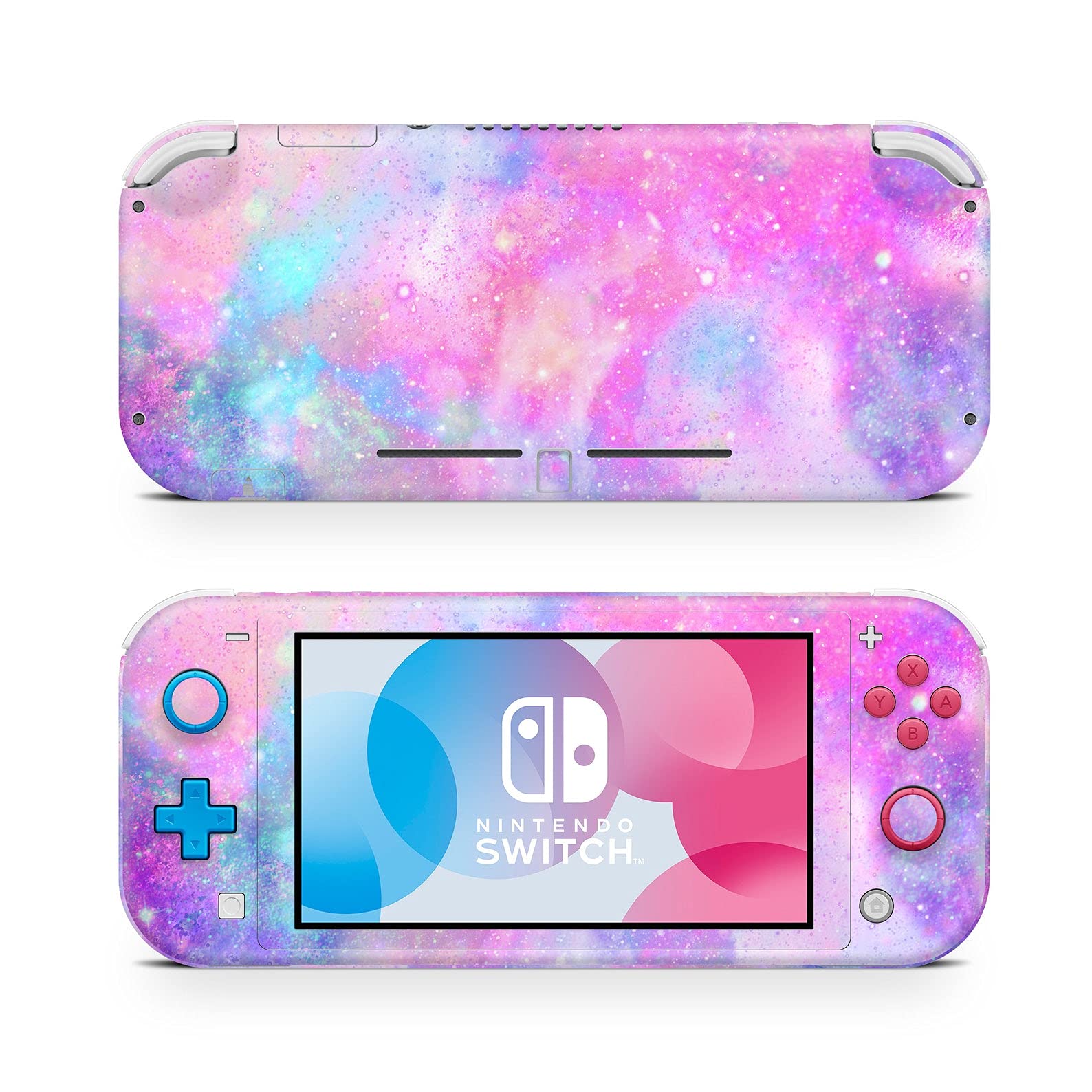 ZOOMHITSKINS Nintendo Switch Lite Skin - Pink Cosmos Glitter Stars Universe Space Kawaii Design | 3M Vinyl Protective Cover | Durable & Perfect Fit | Easy to Install | Made in USA | Great for Gaming, Travel & Home Entertainment