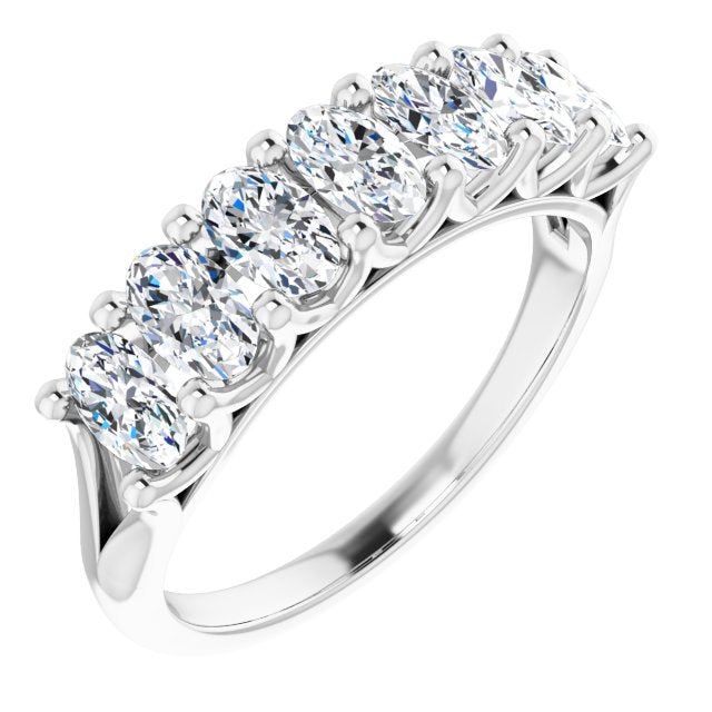 1.47 Carat Oval Cut Diamond Wedding Band - 7 Stone Split Shank Engagement Ring for Women, Bridal Jewelry, Anniversary Gift | Perfect for Proposals, Weddings & Special Occasions