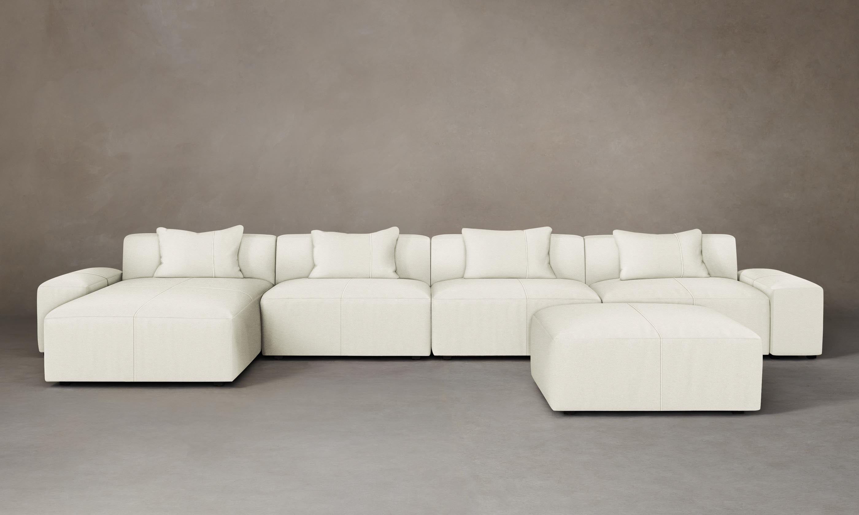 Breuer Modular Sectional Sofa with Pebbled Leather Upholstery - Modern Swan Design for Living Room, Lounge & Home Theater