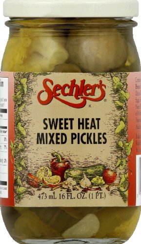 Sechlers Sweet Mixed Heat Pickles - Crunchy & Tangy Pickle Snacks for Sandwiches, Burgers, Salads & Charcuterie Boards