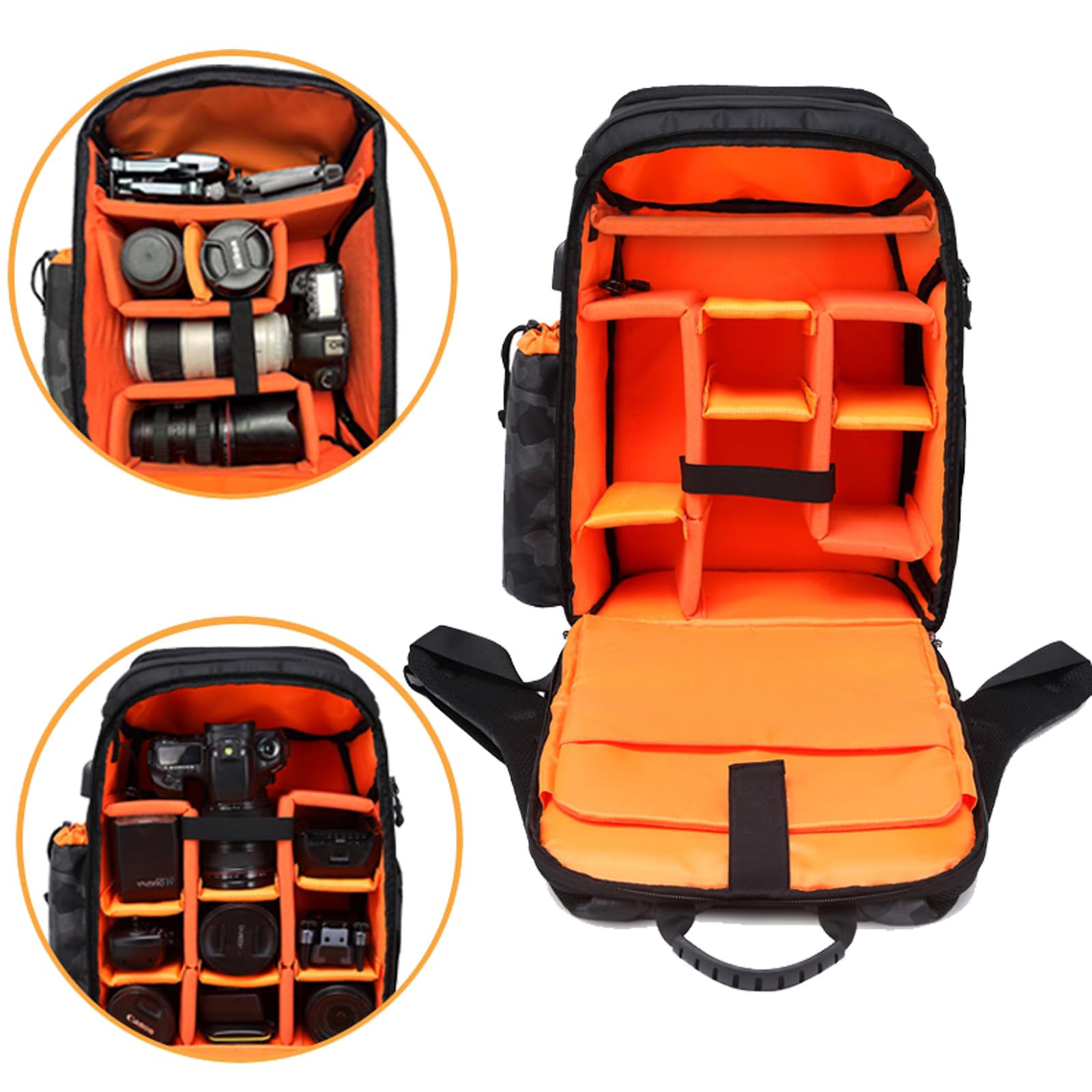Professional DSLR/SLR/Mirrorless Camera Backpack for Photographers - Large Waterproof Photography Bag with Laptop Compartment & Tripod Holder (Orange) - Perfect for Travel, Hiking & Outdoor Photography