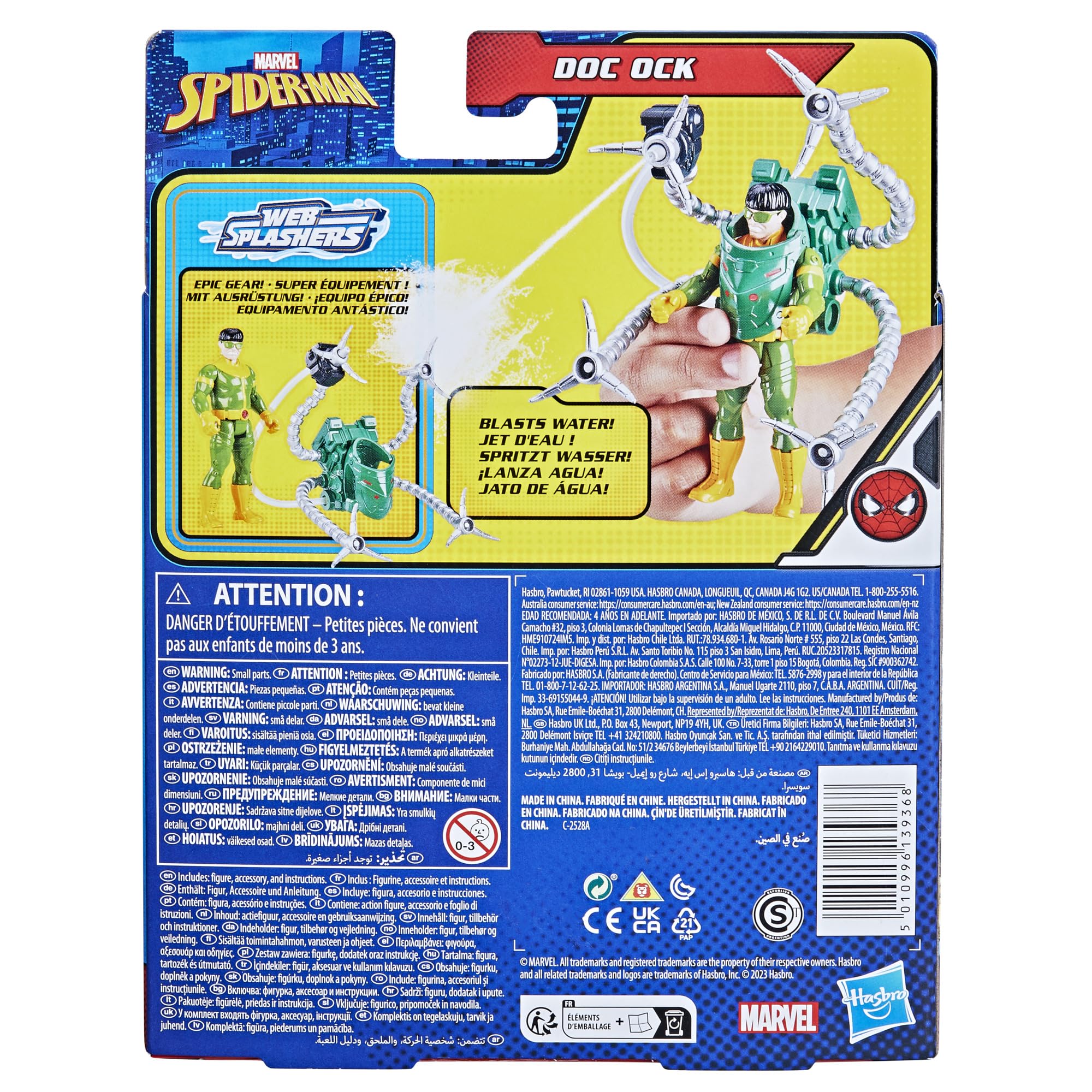 Marvel Spider-Man Aqua Web Warriors 4-Inch Doc Ock Action Figure with Refillable Water Gear Accessory - Collectible Toy for Kids Ages 4+ - Perfect for Playtime, Birthday Gifts & Superhero Battles