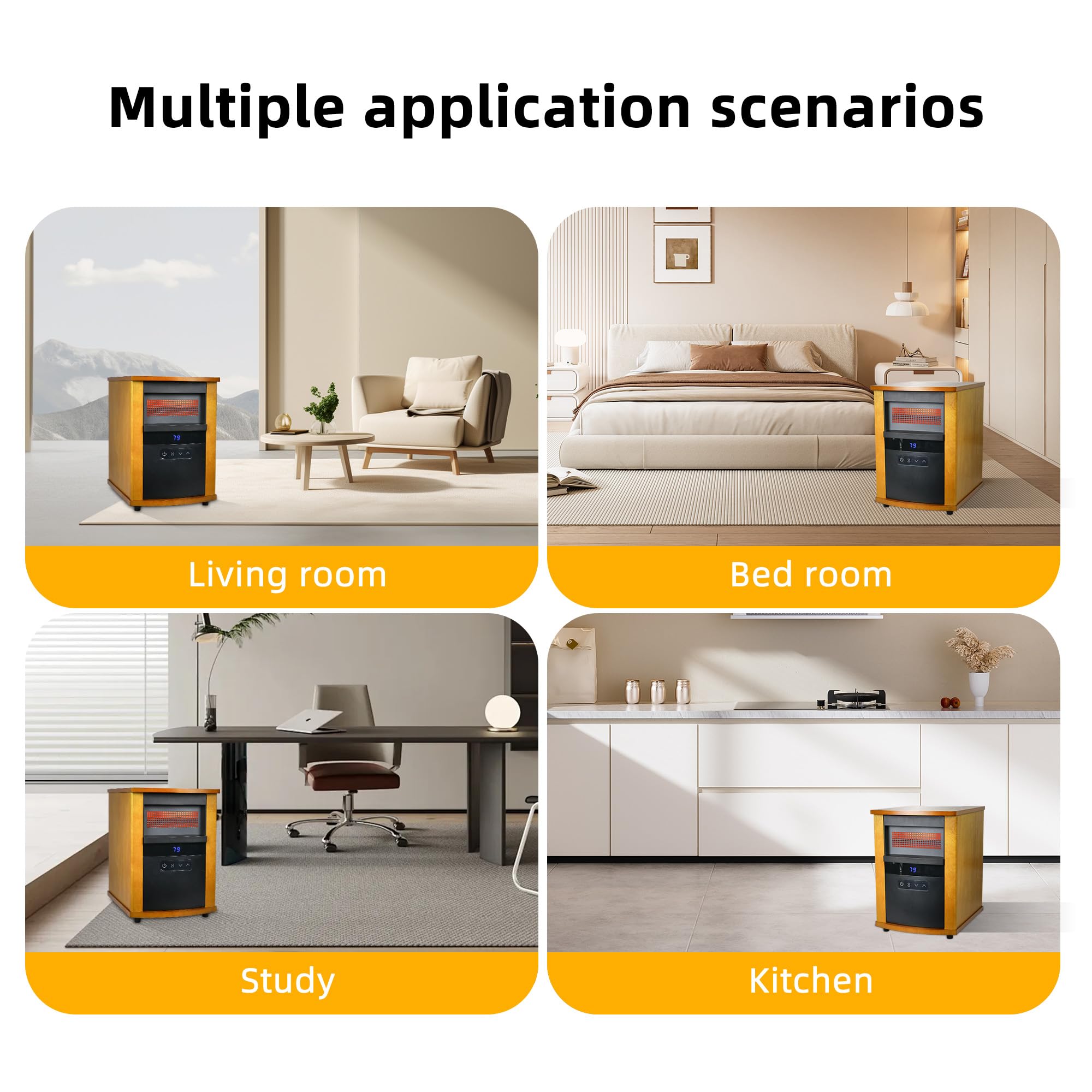 WEWARM 1500W Infrared Space Heater - Portable Electric Heater with High Heat Output, Thermostat & Remote Control, 1-12H Timer, Safety Protection for Home, Office & Bedroom | Energy Efficient Indoor Heating Solution