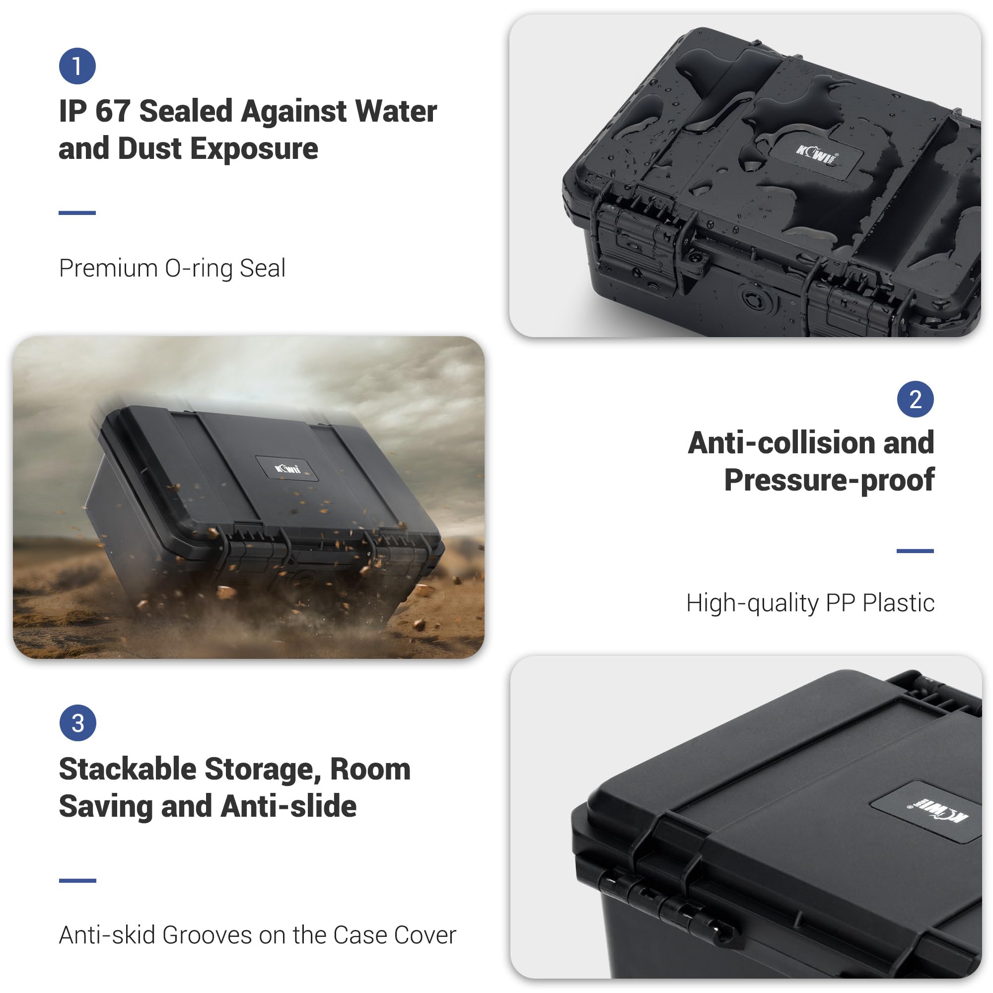 KIWIFOTOS 15-Slot C Battery Organizer - Heavy Duty IP67 Waterproof Storage Case for C Cell LR14 Alkaline Batteries - Ideal for Household, Office, Camping & Outdoor Use