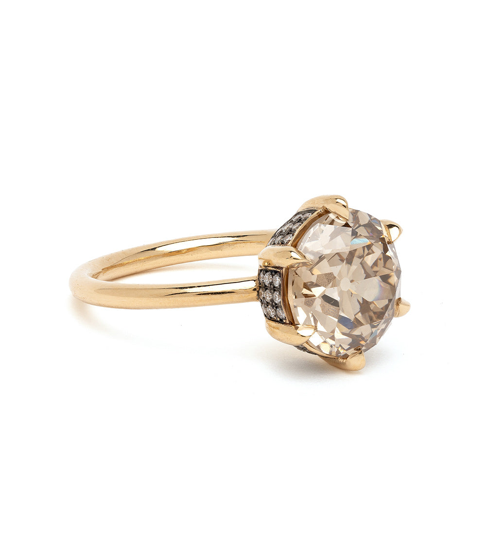 Ella 3 97Ct Round Brilliant Champagne Diamond Solitaire Engagement Ring - 14K White Gold Wedding Band for Women, Perfect for Proposals, Anniversaries & Special Occasions