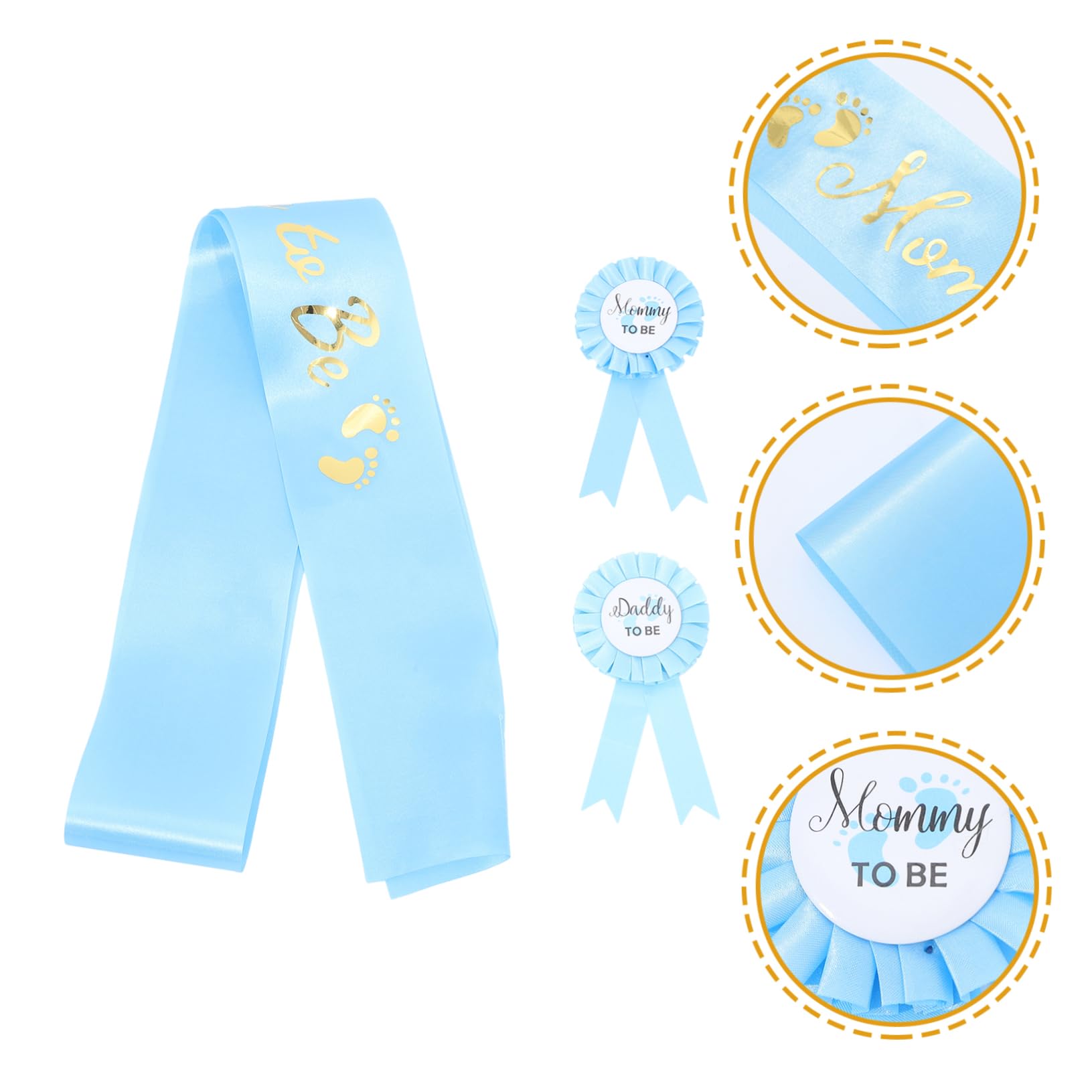 IWOWHERO Maternity Shoulder Sash & Badge Set - Mom to Be Shower Pin, Dad to Be Badge - Perfect for Baby Shower, Gender Reveal & Pregnancy Announcement Parties