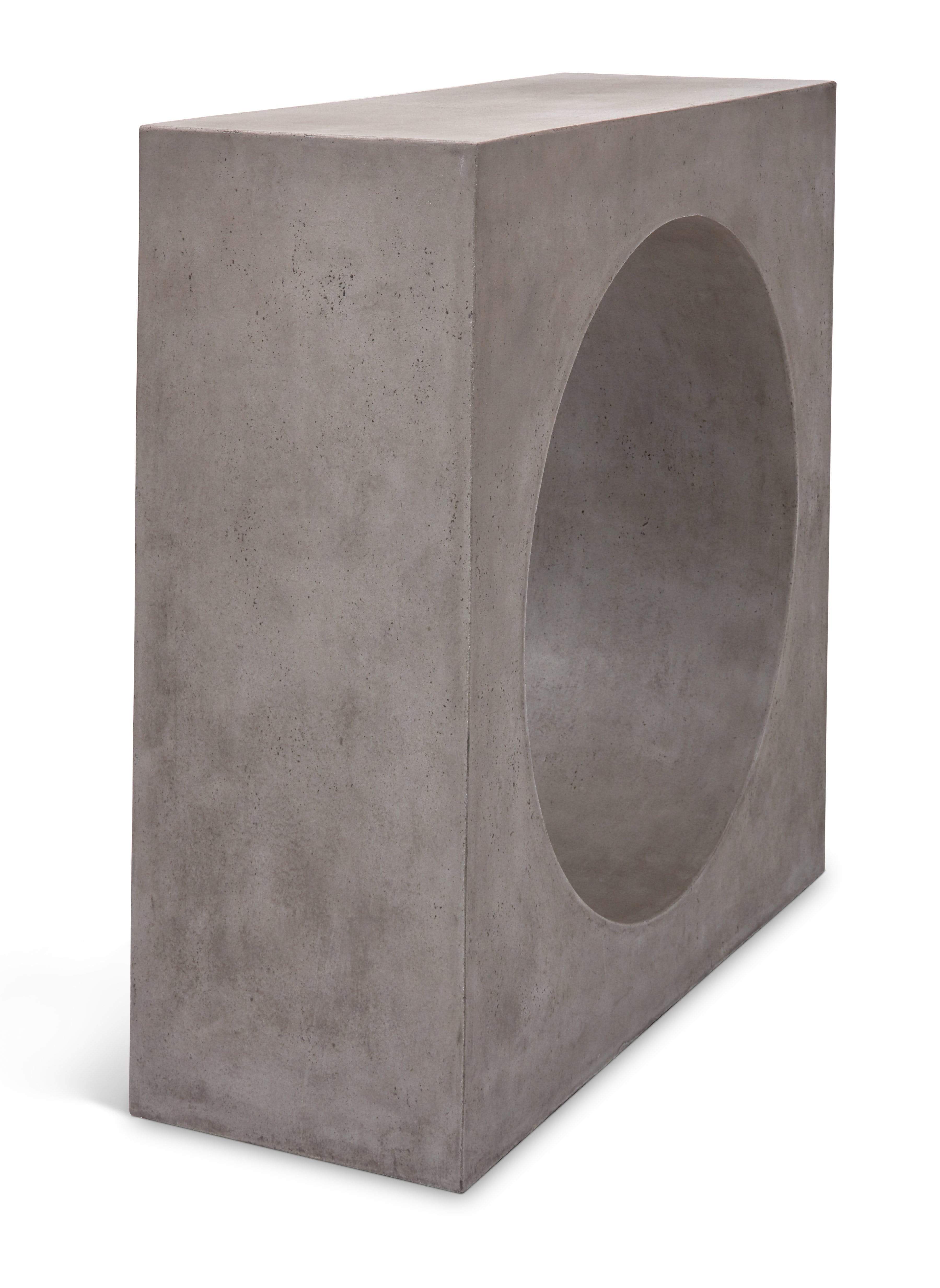 Avva Outdoor Concrete Console Side Table - Modern Patio & Garden Accent Table for Poolside, Deck, or Porch Decor