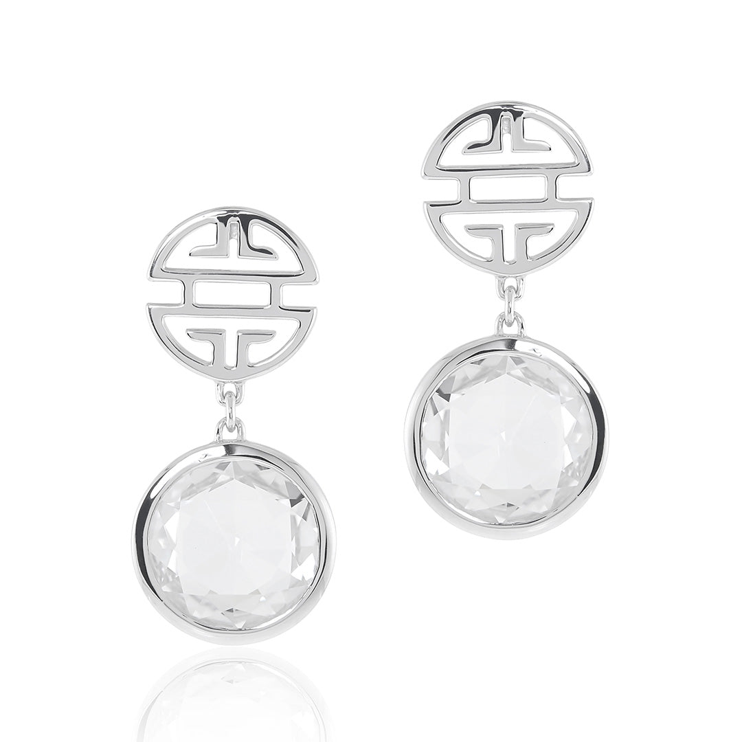 Elegant Silver Shou & White Quartz Drop Earrings for Women – Perfect for Weddings, Parties & Special Occasions
