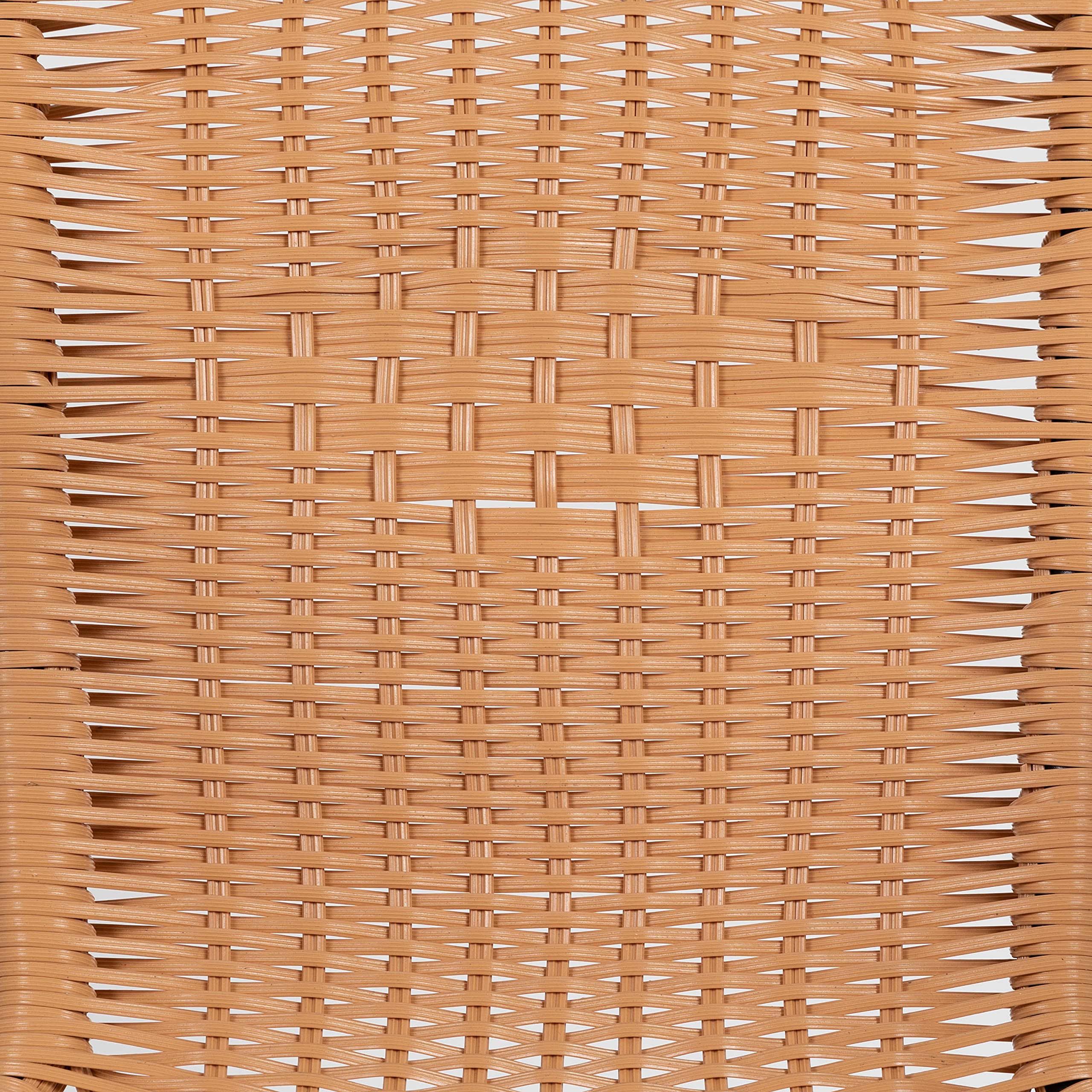 Flash Furniture Lila 4-Pack Beige Rattan Stackable Chairs for Indoor & Outdoor Use - Stylish Dining Chairs for Restaurants, Cafes, Patios & Home Decor