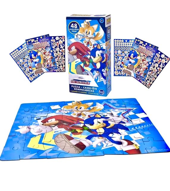 Premium Hedgehog Puzzle Set for Kids Ages 4-8 - 300+ Puffy Stickers & Two Puzzles (48pc + 100pc) - Fun Educational Toys for Boys & Girls - Perfect for Birthday Gifts & Classroom Activities