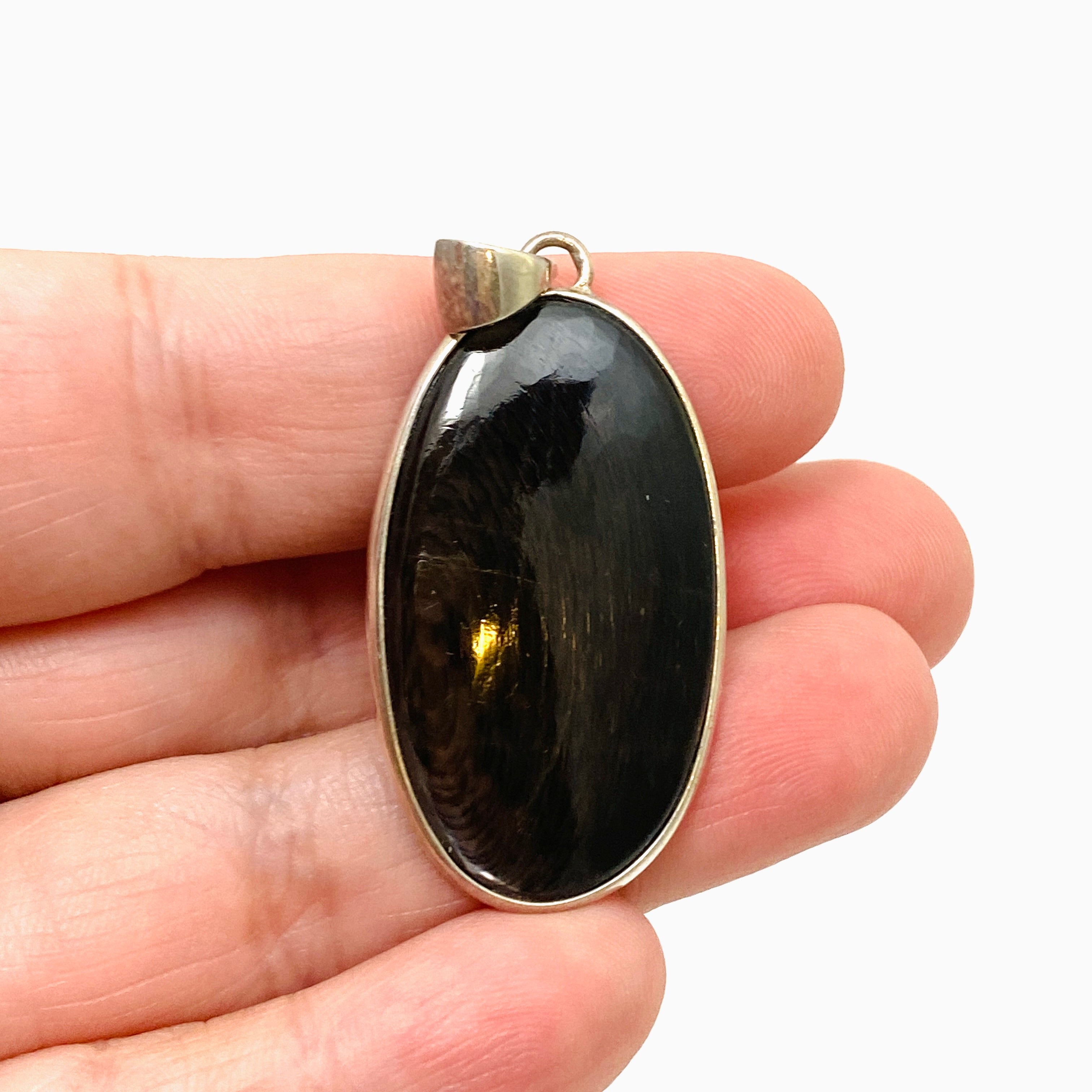 Hypersthene Oval Pendant Necklace KPGJ3062 - Elegant Healing Stone Jewelry for Women, Perfect for Meditation, Energy Balancing & Spiritual Gifts