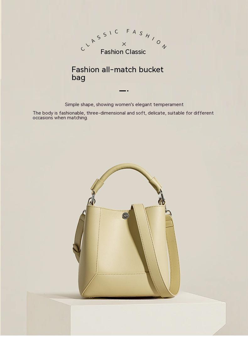 Genuine Leather Tote Bag for Women - Stylish Shoulder Bag & Crossbody Purse with Detachable Strap - Versatile Bucket Bag for Work, Travel & Everyday Use