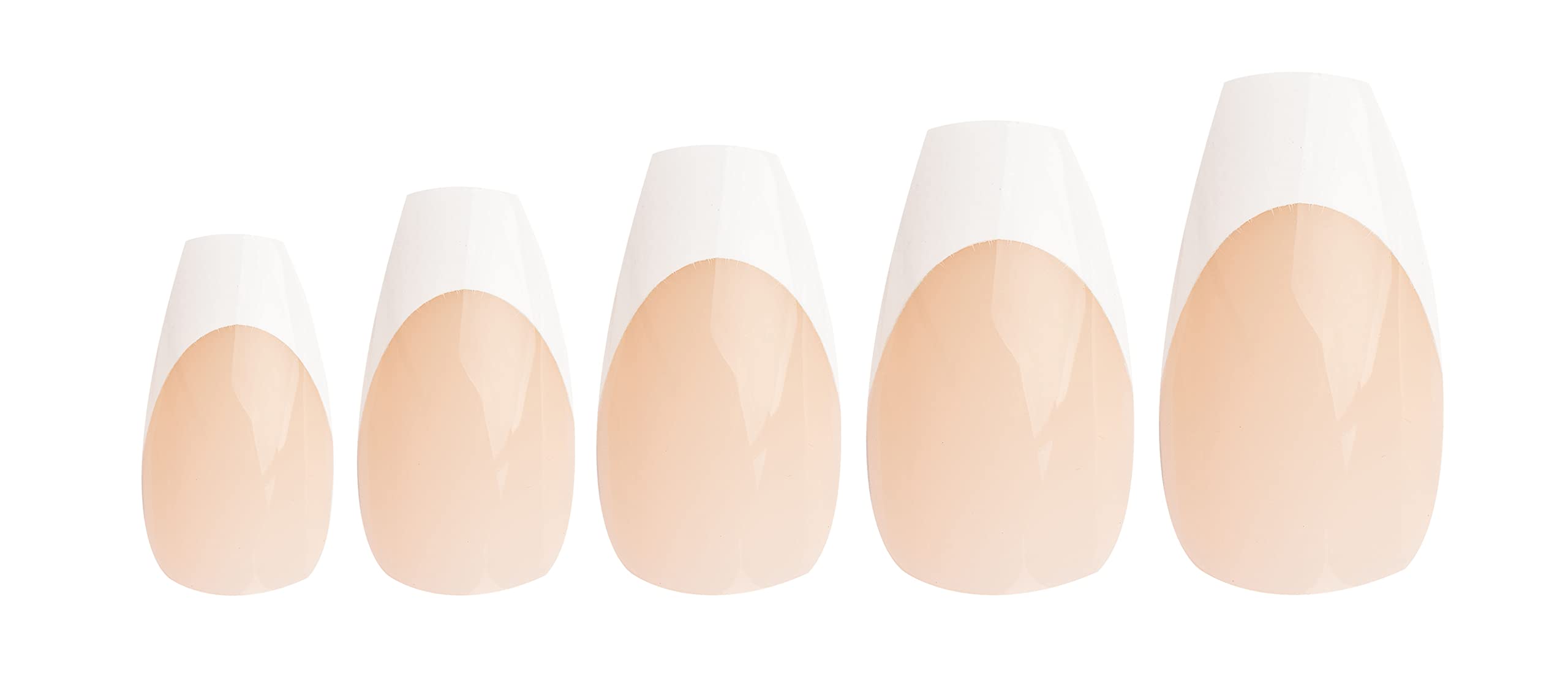 Invogue Coffin Natural Bare False Nails With Glue - 24 Pack Long Lasting Press On Nails for Women, Perfect for Parties, Weddings & Special Occasions