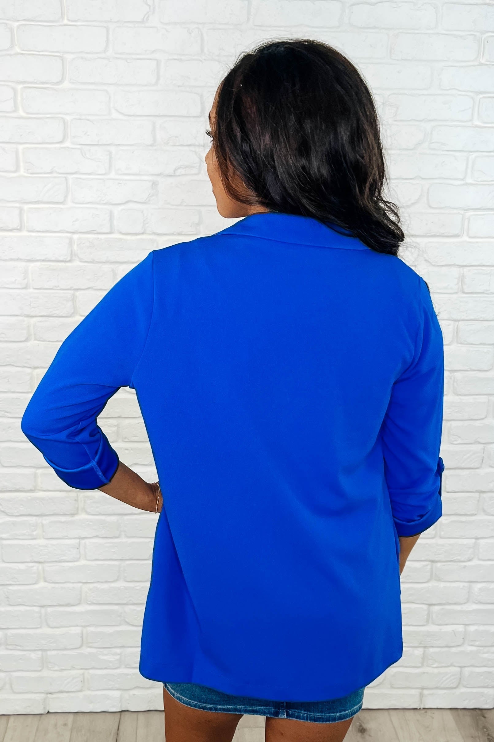 Royal Blue Open Front Blazer for Women - Trendy Office & Casual Wear - Perfect for Work, Parties & Date Nights