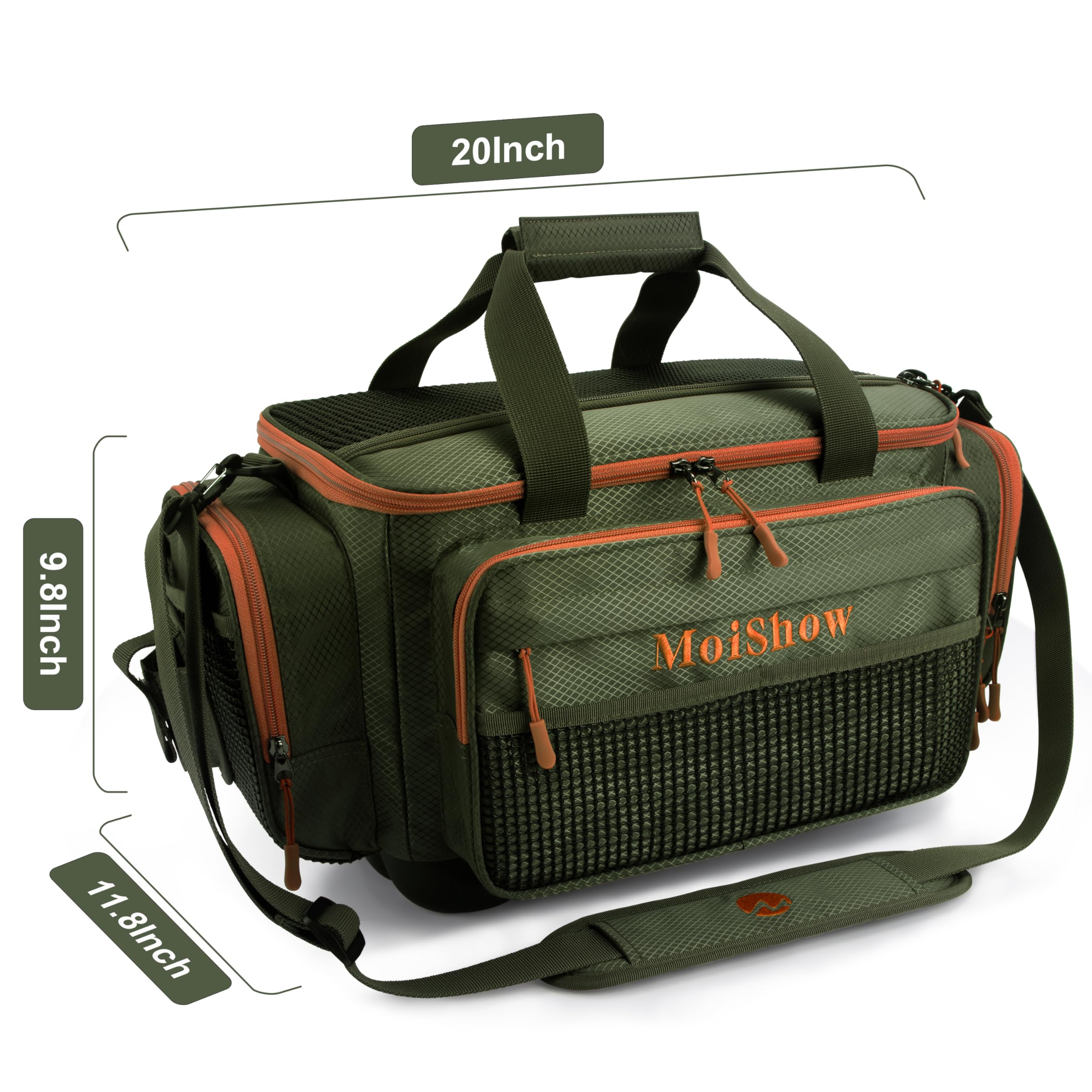 **Waterproof Fishing Tackle Box Bag - Saltwater & Freshwater Fishing Gear Organizer with Padded Shoulder Strap - Fits 3600/3700 Tackle Boxes (Green) - Perfect for Shore Fishing, Boat Trips & Outdoor Adventures**