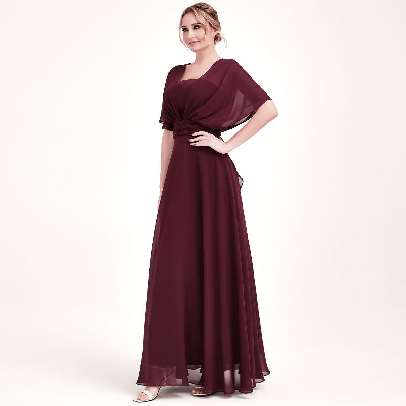 Elegant Dusk Convertible Chiffon Bridesmaid Dress - Wrap Style Floor Length Gown for Weddings, Prom & Formal Events