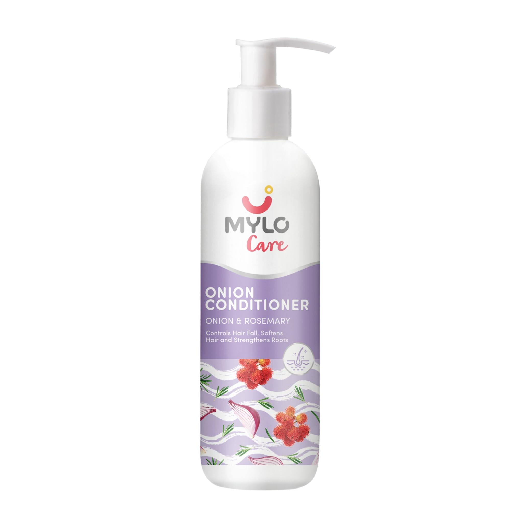 **Mylo Care Anti Hair Fall Conditioner (200 ml) - Red Onion Oil, Bhringraj, Plant Keratin, Coconut & Almond Oil - Strengthens Hair & Stimulates Growth | Sulfate-Free, Silicone-Free, Paraben-Free, Mineral Oil-Free | All Natural Hair Care for Damaged & Thin Hair | Perfect for Daily Use & Scalp Nourishment**