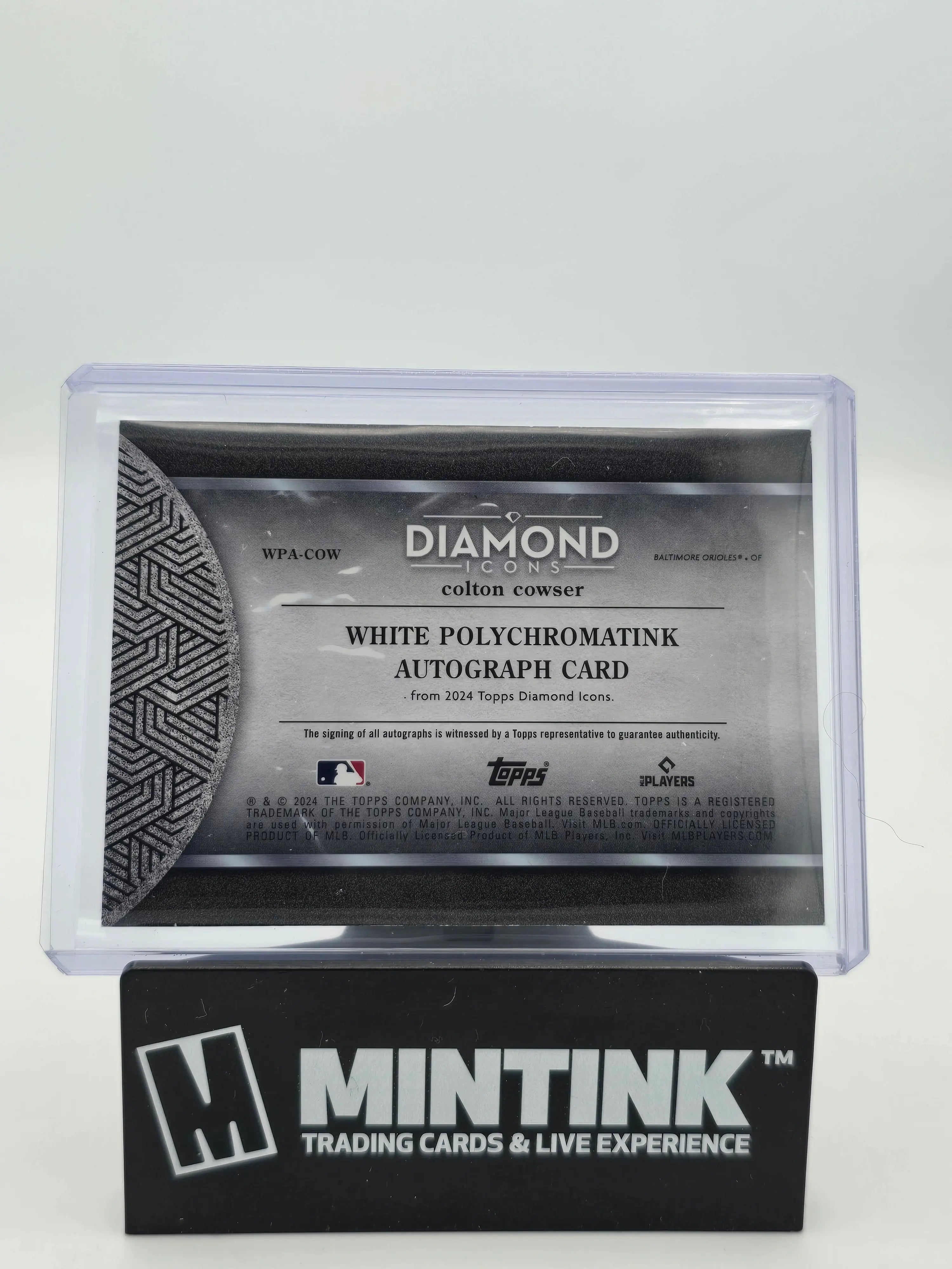 2024 Topps Diamond Icons Colton Cowser Rookie Card White Polychromatic Autograph /10 - Rare Baseball Collectible for Sports Memorabilia & Investment
