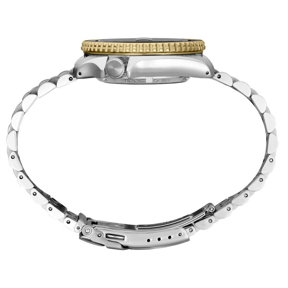 SEIKO SSK021 Automatic Men's Watch - 5 Sports GMT Stainless Steel Watch with Charcoal Dial, 100M Water Resistant - Perfect for Travel, Diving & Everyday Wear