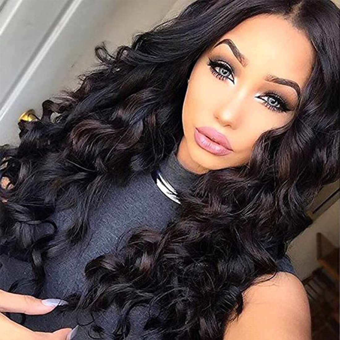 Premier 360 Lace Front Wigs Human Hair - Bouncy Body Wave Brazilian Remy Human Hair Wigs for Black Women | Pre-Plucked with Baby Hair, 150% Density, 14 Inches Natural Color | Perfect for Daily Wear, Parties, and Special Occasions