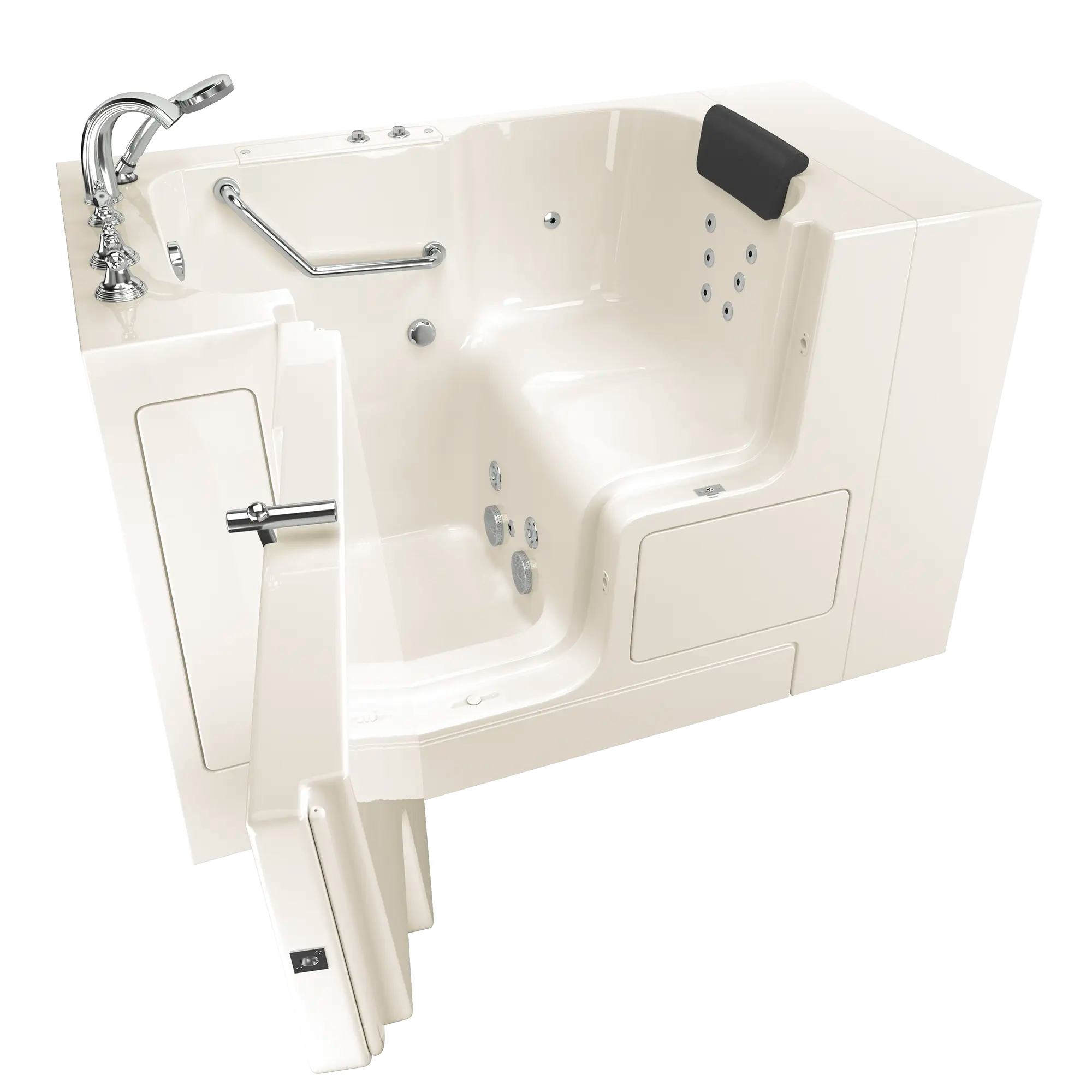 Premium 32 x 52 Inch Gelcoat Walk-In Bathtub with Whirlpool System - Left Hand Drain & Faucet - Ideal for Elderly & Mobility Support, Spa Relaxation at Home
