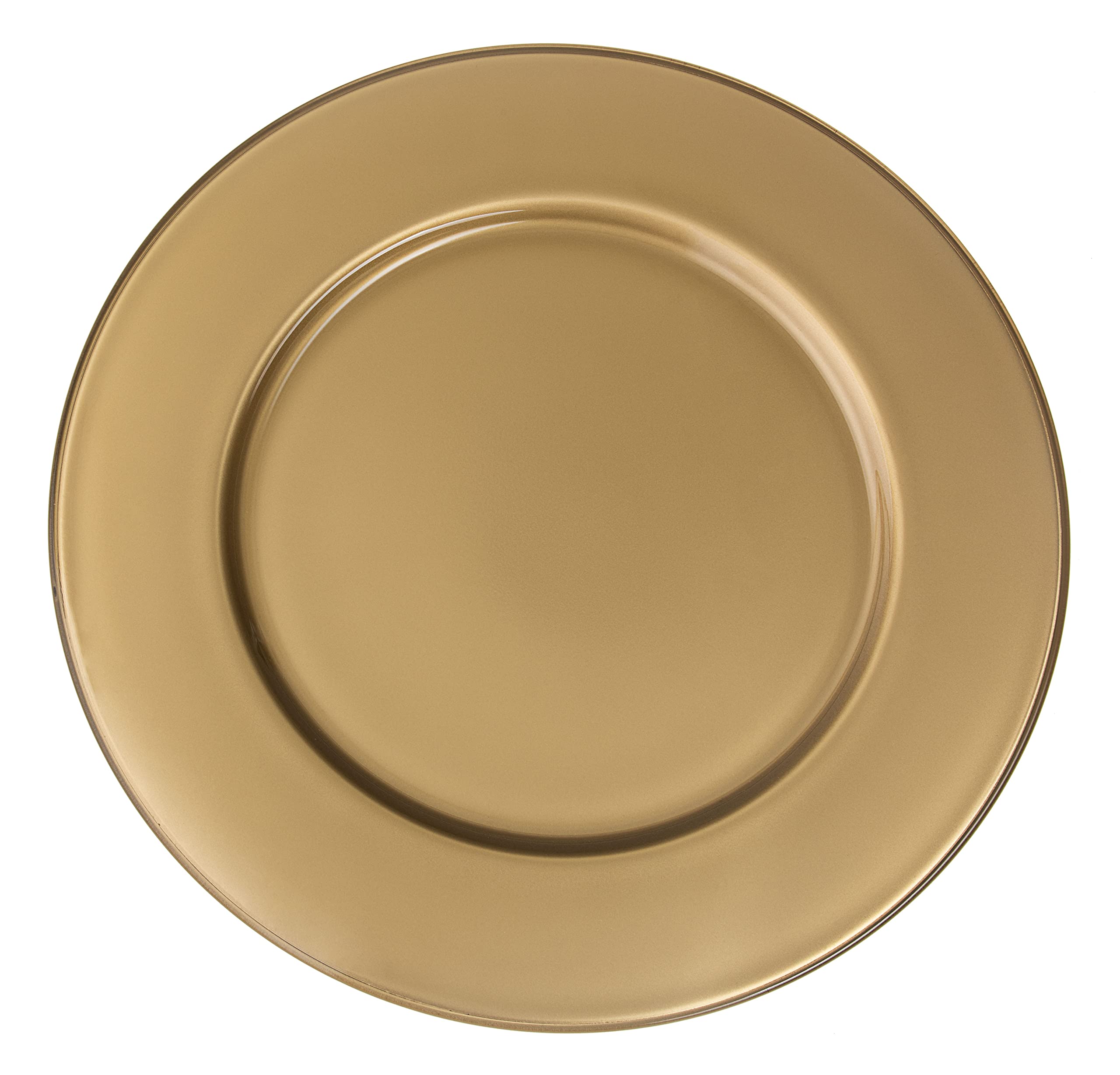 Barski Glass Charger Plates - Set of 6 Elegant Gold 12.5
