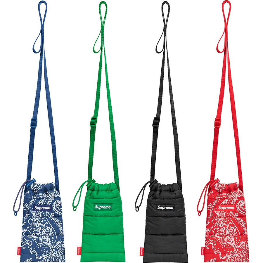 SUPREME 22FW PUFFER NECK POUCH - Winter Essential Crossbody Bag for Outdoor Activities & Travel Accessories