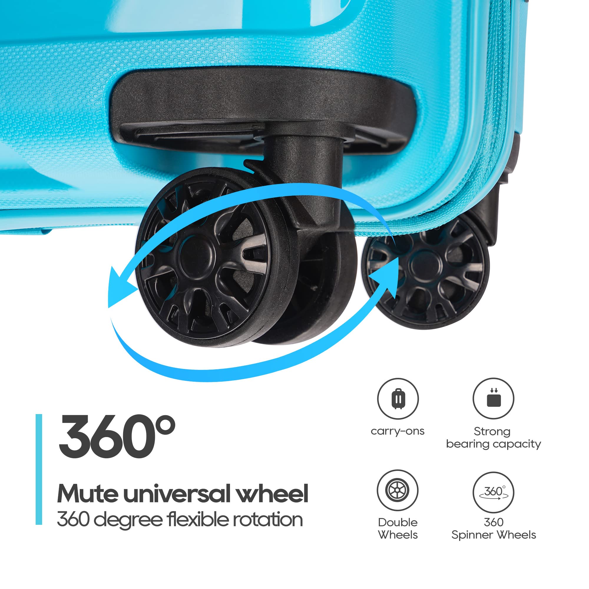 Expandable 3-Piece PP Luggage Set with Spinner Wheels & TSA Lock - 20/24/28 Inch Suitcases in Lake Blue | Perfect for Family Travel, Business Trips & International Vacations