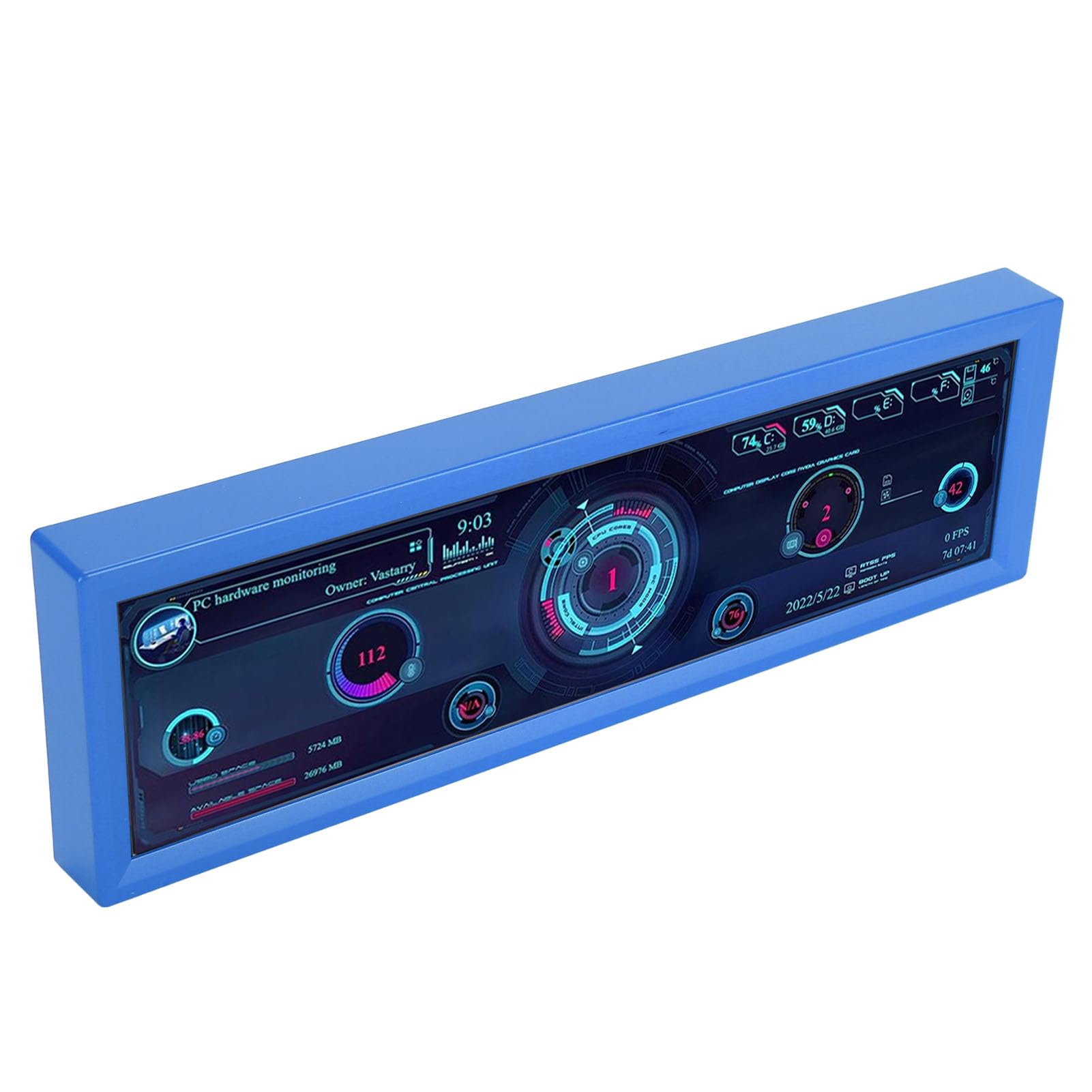 Jectse 8.8 Inch PC Temperature Monitor - Plug & Play CPU/GPU Hardware Temp Display with Customizable 1920x480 Resolution - Ideal for Gaming PC, Workstation & Server Monitoring (Blue)
