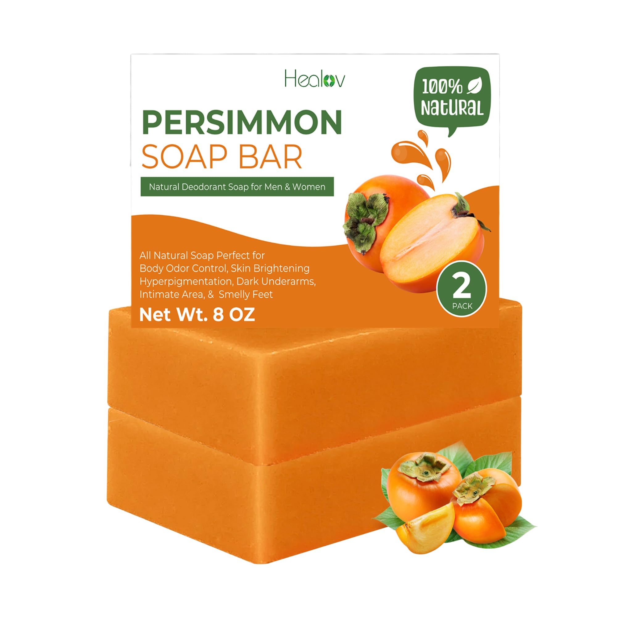 **Natural Persimmon Soap Bar for Body Odor Control – Purifying & Deodorizing Face & Body Wash – Brightens Skin & Reduces Hyperpigmentation – Gentle for Men & Women – Perfect for Gym, Travel & Daily Hygiene**