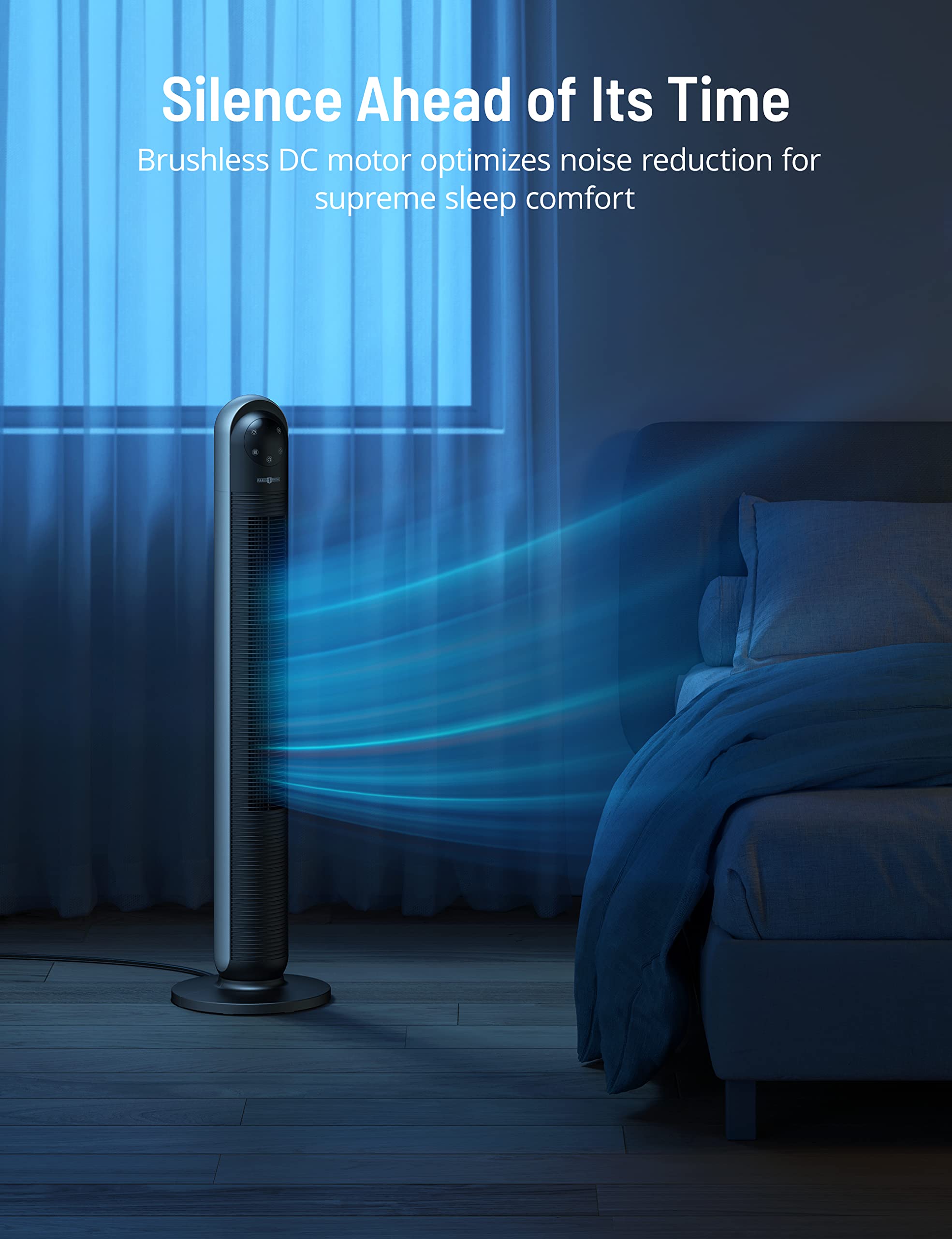 Paris Rhône 12-Speed Oscillating Tower Fan with Remote Control - 24H Timer, 3 Modes, LED Display, Ultra Quiet Operation - Bladeless Portable Fan for Bedroom, Living Room & Home Office - Perfect for Summer Cooling & Year-Round Air Circulation