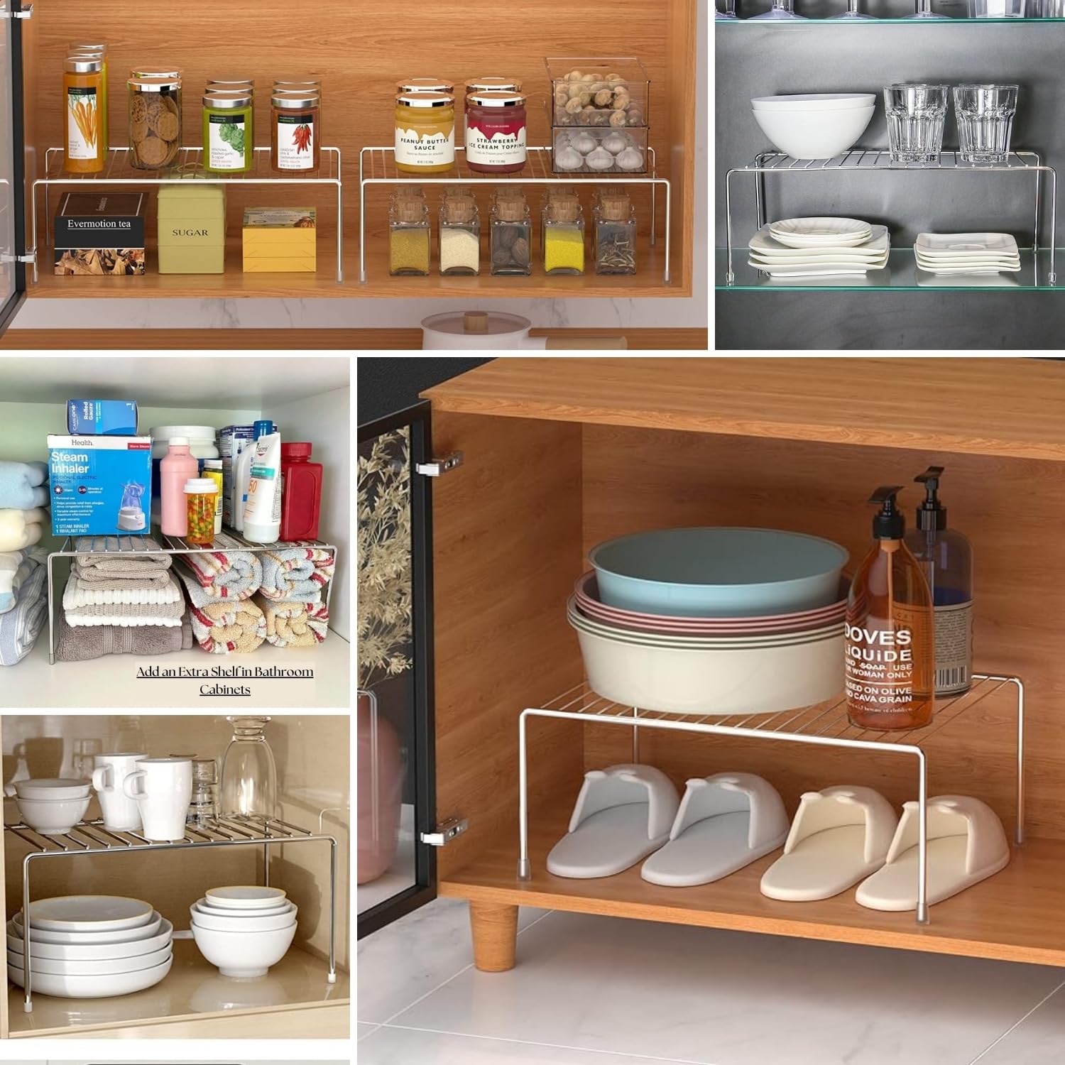 Stainless Steel Dish Rack & Storage Shelf for Kitchen - Floor Standing or Tabletop Plate Stand, Utensil Organizer (Chrome-Silver, Step Design) - Perfect for Small Kitchens, Dish Drying, and Countertop Organization